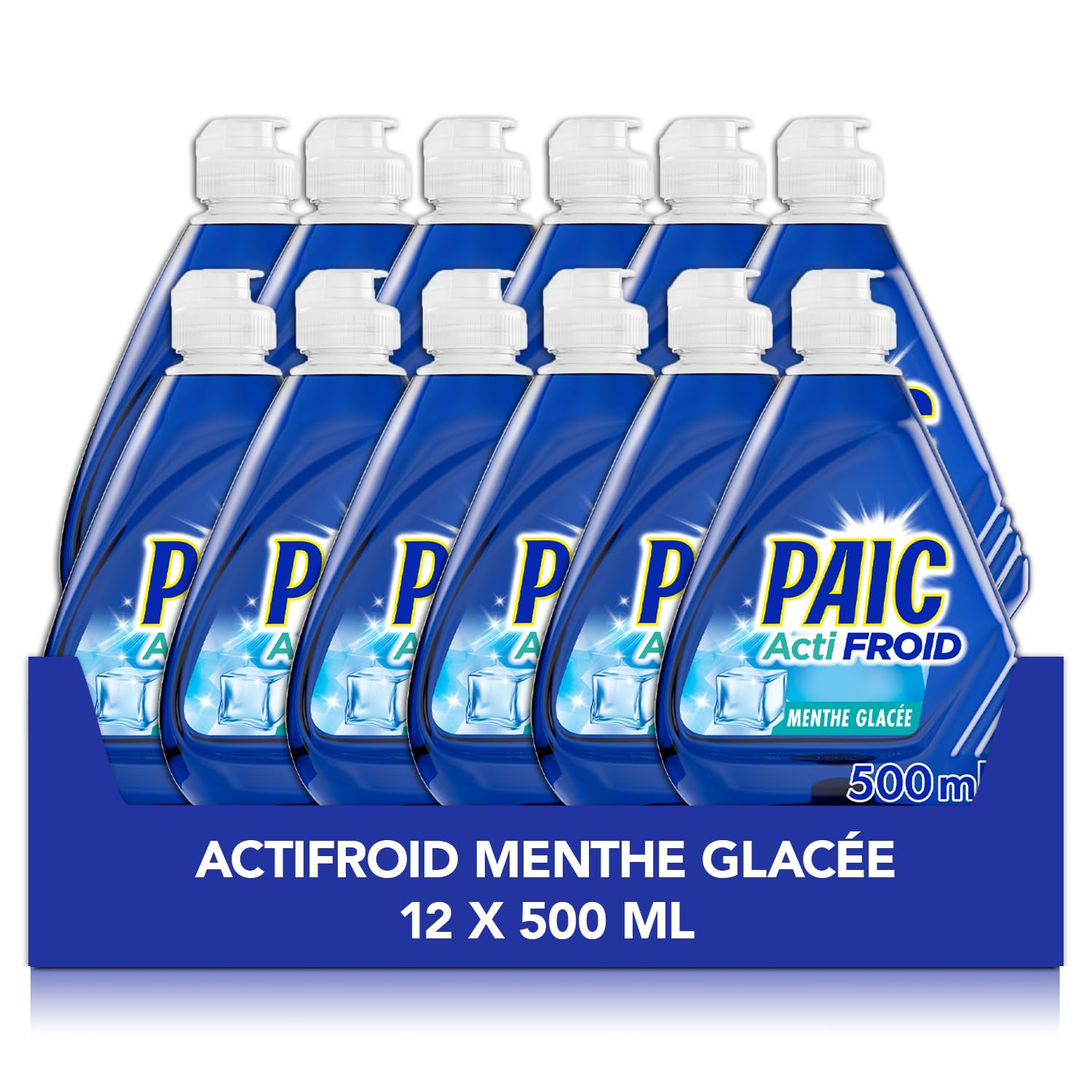 PAIC - Liquide vaisselle Actifroid Parfum Menthe - efficacité dégraissante même avec une eau à 18°C - 500ml - LOT de 12