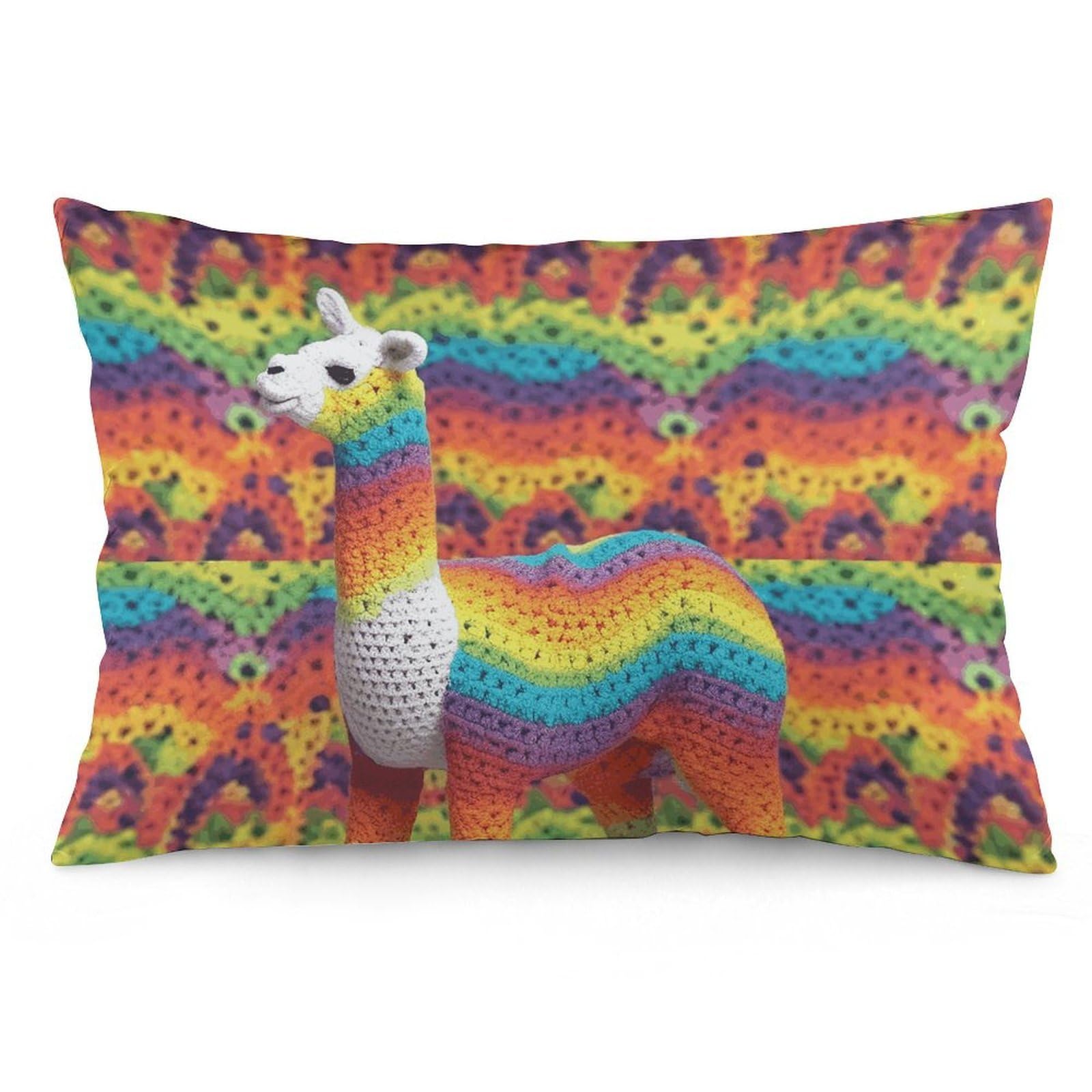 2 Pack Pillow Cases for Hair and Skin, Soft Breathable Pillow Case Covers with Hidden Zipper, Rainbow Camel Pattern Pillowcase 16 "x24 Pillow Covers for Sleeping Gift