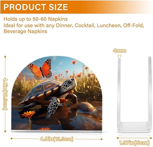 Miniatura 3 de Servilletero acrílico de tortuga y mariposa de papel transparente, dispensador de pañuelos de mesa, cocina, comedor, baño, fiesta, decoración de