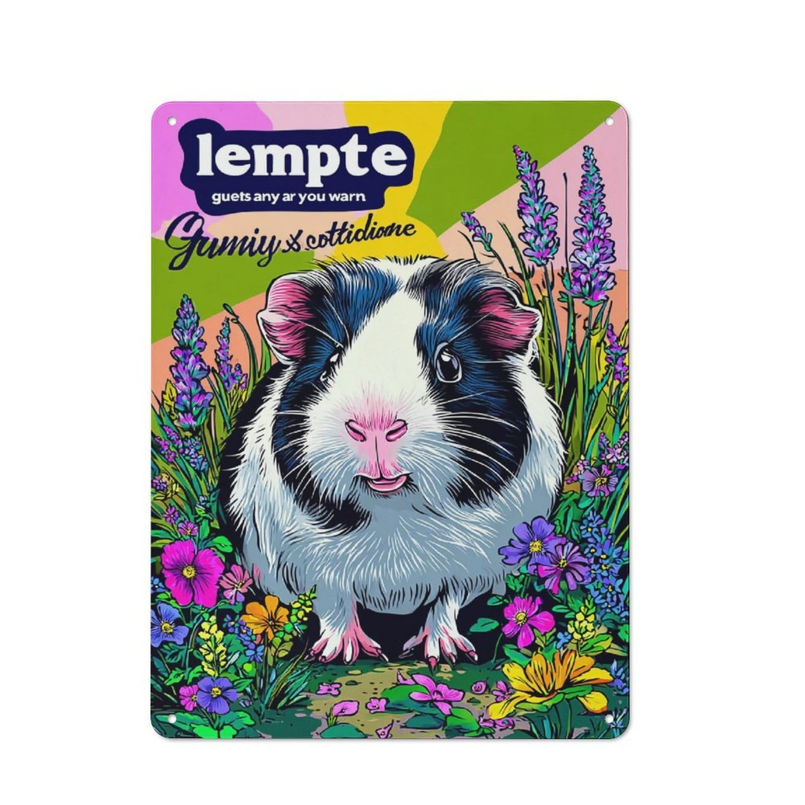 Junmoney Colorful Guinea Pig Garden Art Print Decorative Tin Plaque 40X30cm, Vintage Bar Wall Plaque For Bar, Kitchen, Garage Or Games Room