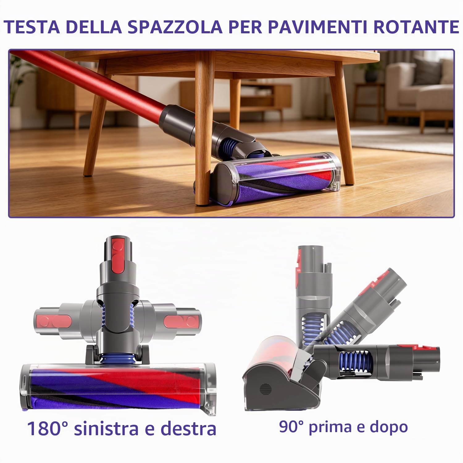 KENVOR Spazzola per Dyson V7 V8 V10 V11 V15 Gen5，Bocchetta a Rullo Morbido