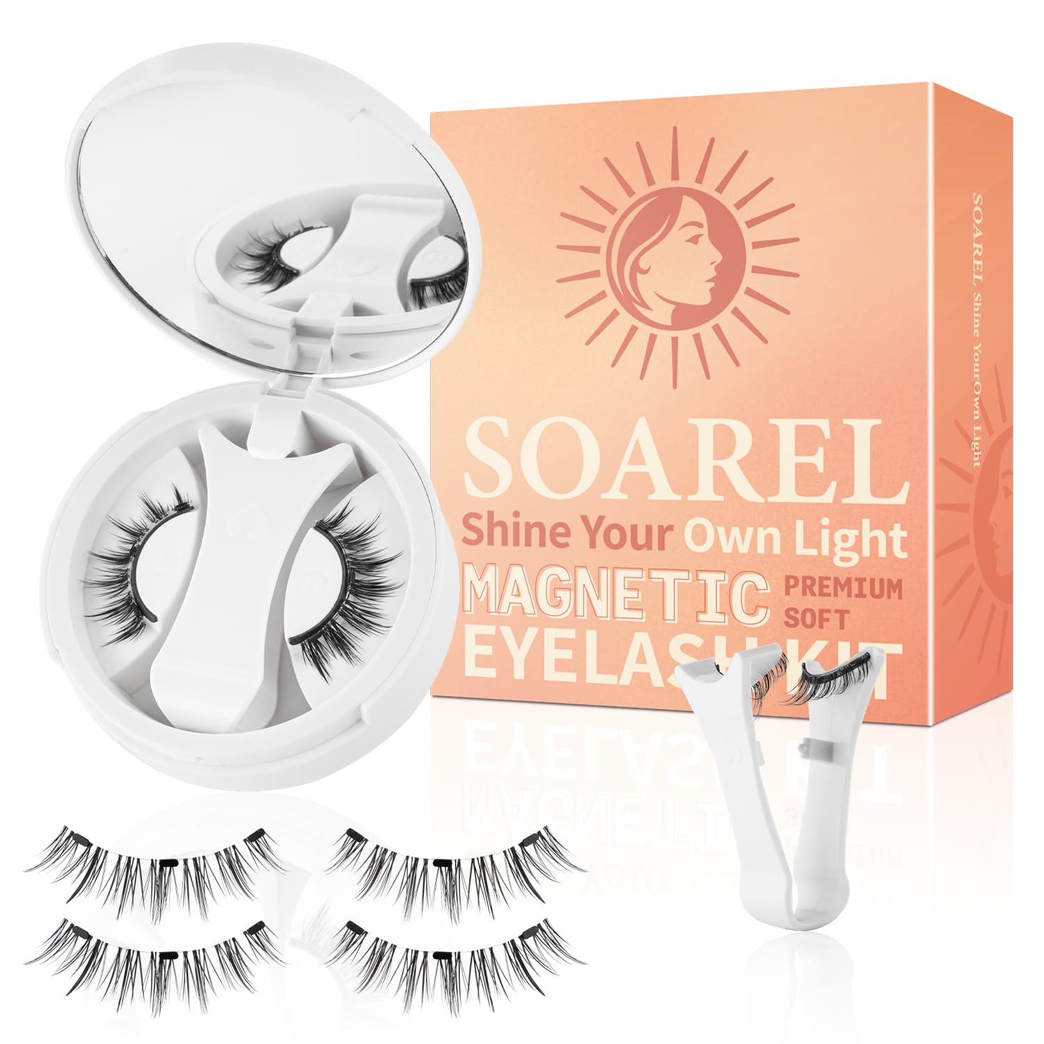 Magnetic Eyelashes No Eyeliner Needed Strong Hold Micro-Magnet Lashes with Applicator Reusable Glue-Free Beginner-Friendly Natural Look