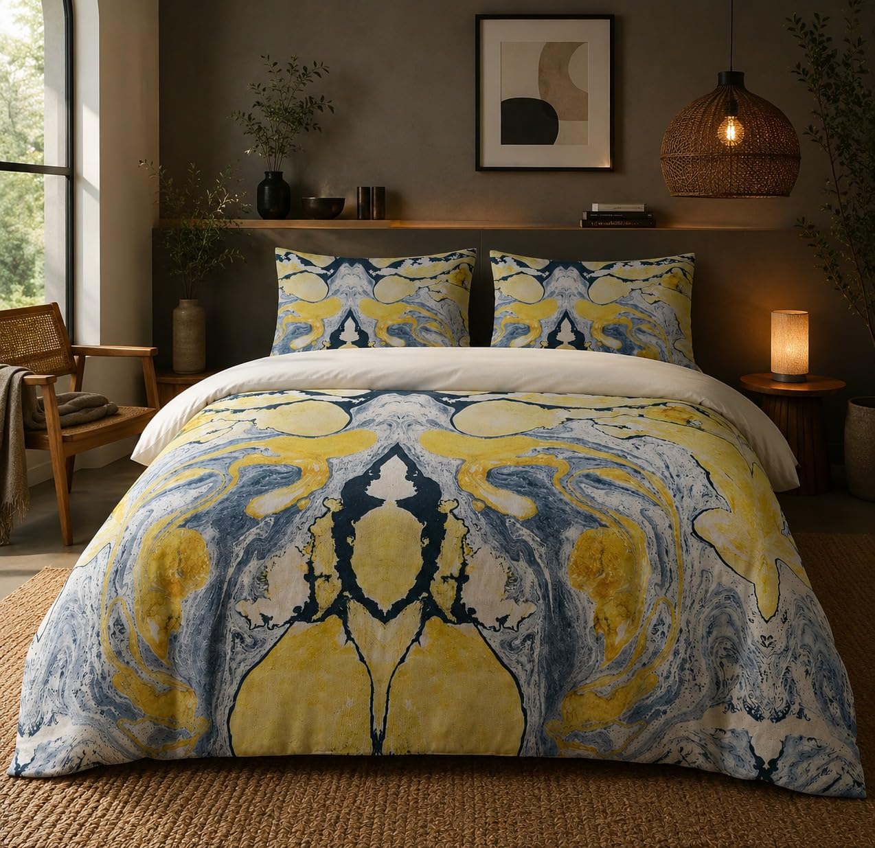Adam Home 3D Rhyn Floral Duvet Cover Set With Pillowcases Home Bedroom Décor Digital Printed Microfiber Single Bedding Set Made in UK|Grey Marble