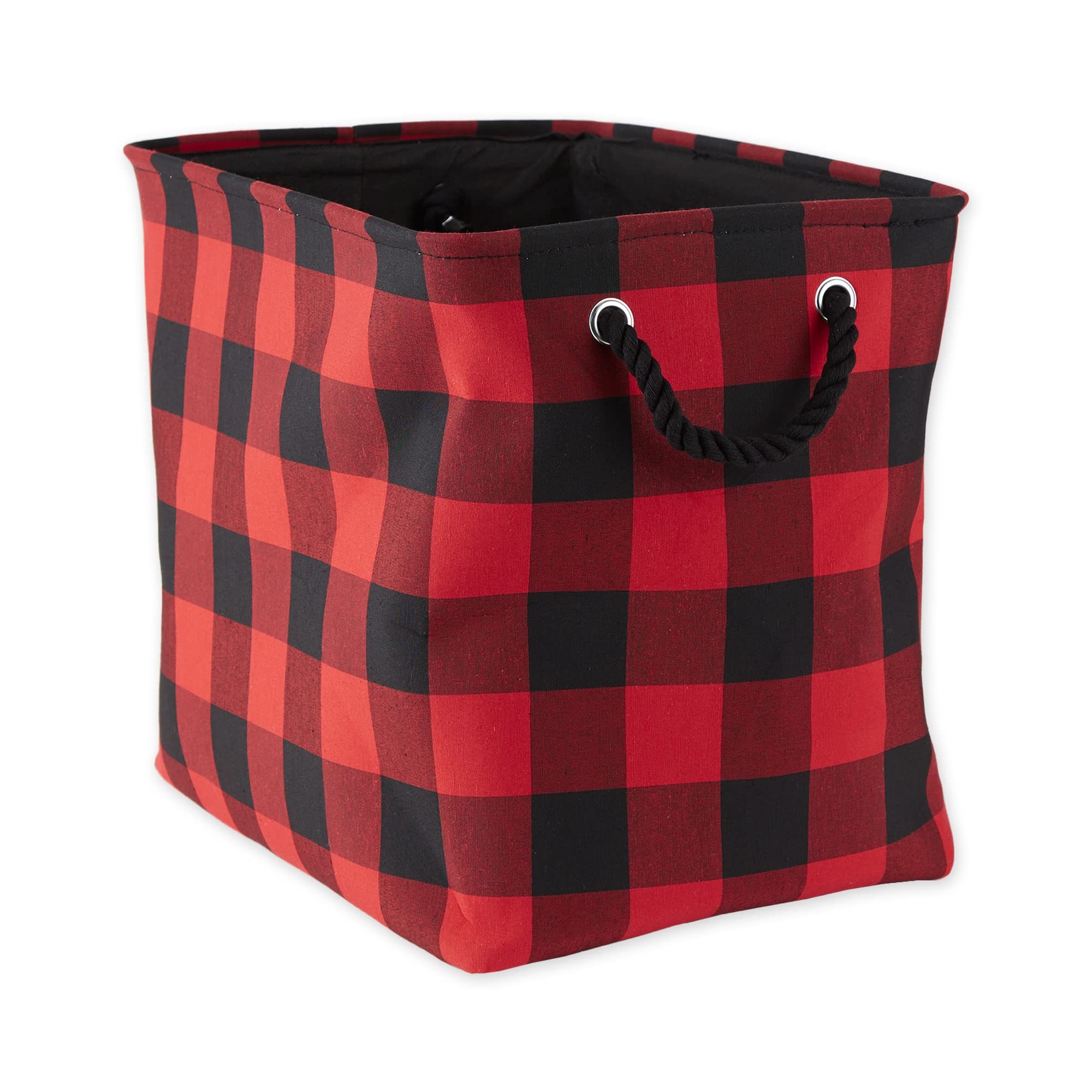 DII Buffalo Check Storage Bin, Polyester, Red & Black, L