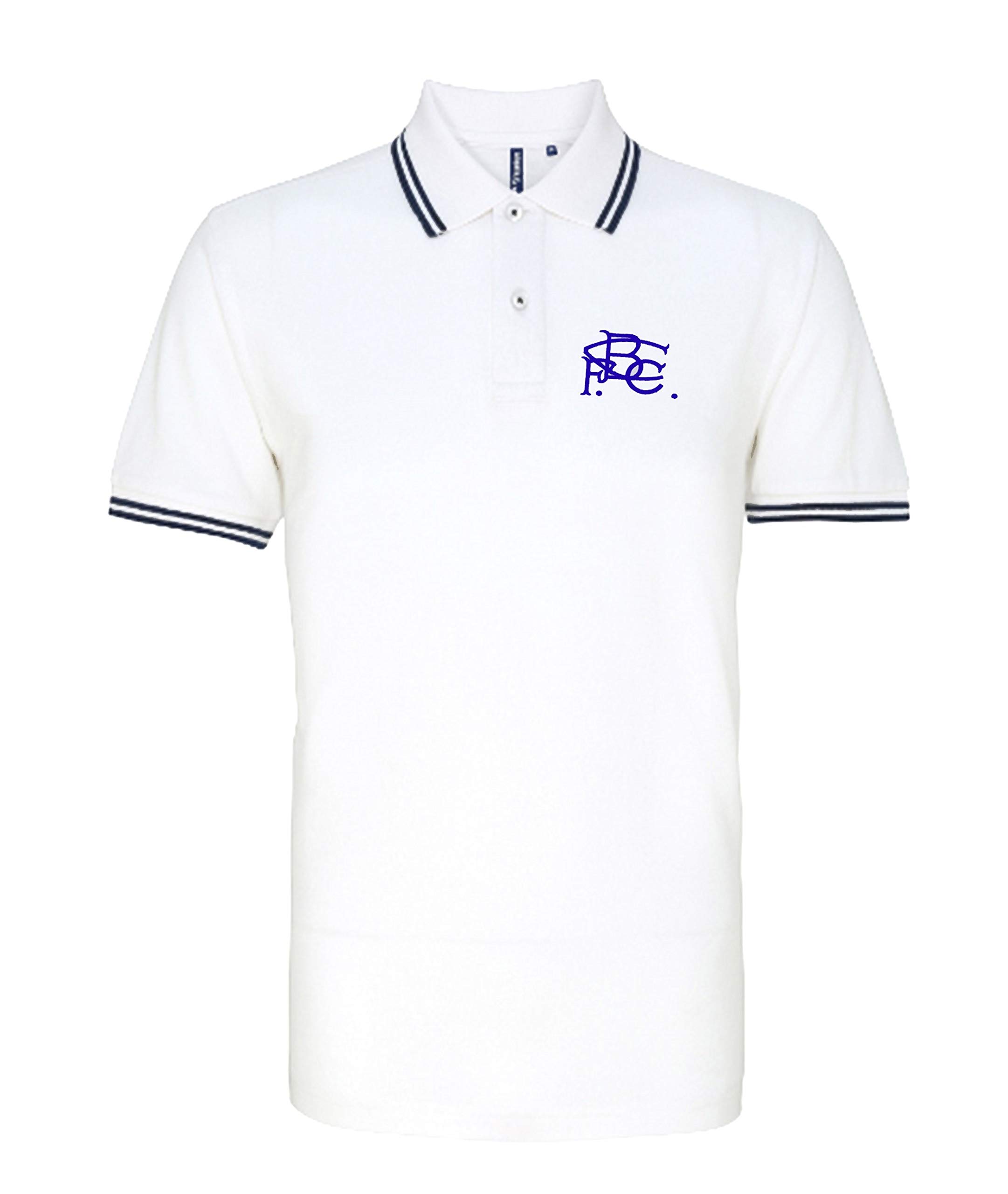 Old School Football Men's White/Navy Birmingham 1970S Retro Football Iconic Polo Embroidered Logo