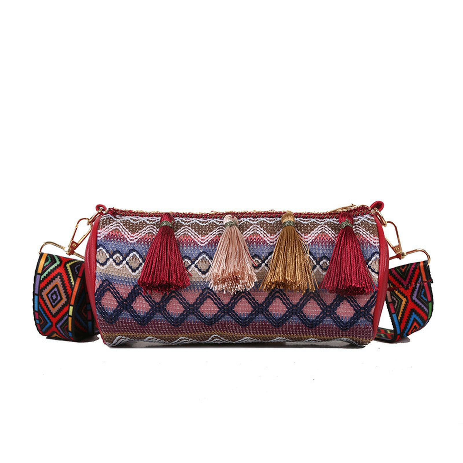 Torebki damskie mini crossbody -torebki dla kobiet czeskie sprzęgła portmonetki frędzle -pakiet kopertowy portmonetka czerwona