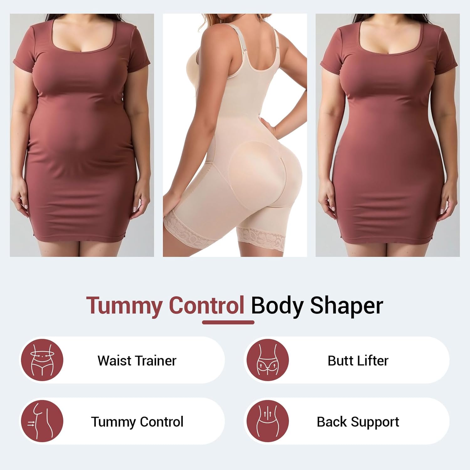 Women’s Fajas Colombianas Postpartum Support Compression Body Shaper with Tummy Control Shapewear Bodysuit SW01 - Image 5