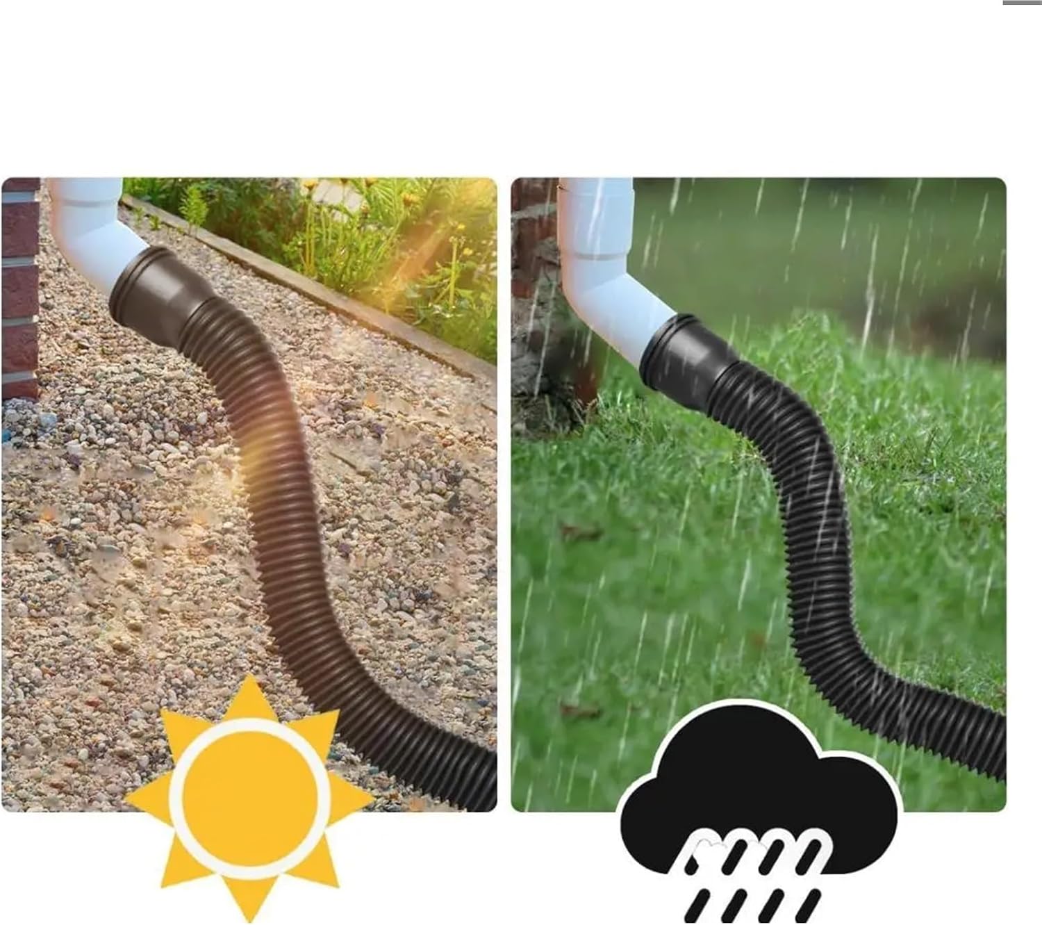 Rain Gutter Downspout Extensions 2xRain Gutter Downspout Extension 18.5-59inch Diverter for Rainwater Drainage