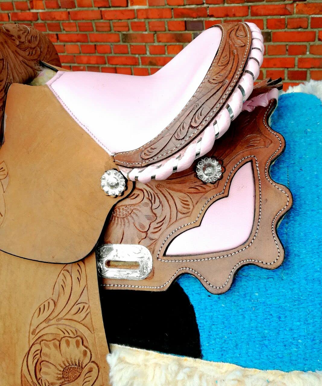 Esposita Westernsattel Princess für Pony und Shetty echtes Leder mit Rosa 10"