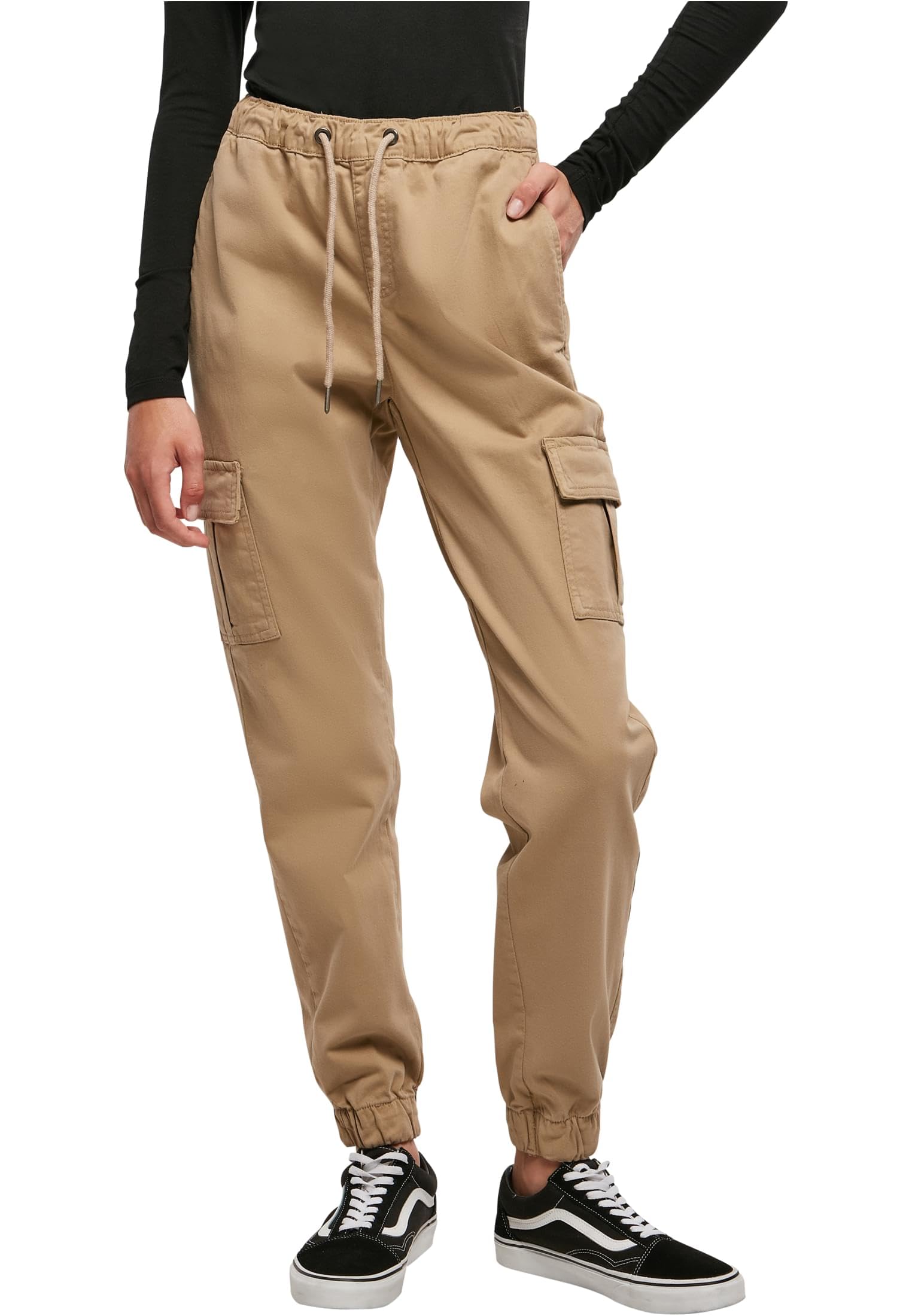 Urban Classics Women's Soft Taupe High Waist Cargo Comfort Jogging Pants Trouser, Xxxxxl