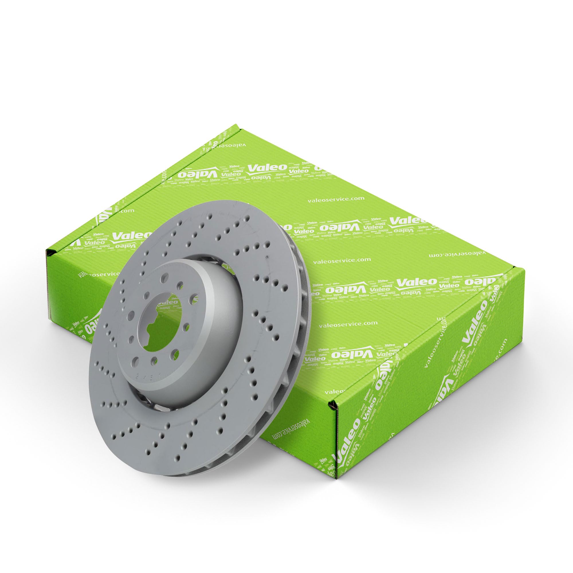 VALEO - Powlekane tarcze hamulcowe - 672618 - Pudełko zawierające 2 tarcze wentylowane i perforowane - Oś przednia - Projekt i jakość zbliżone do OE - Ekspert od układów hamulcowych od 1923 roku