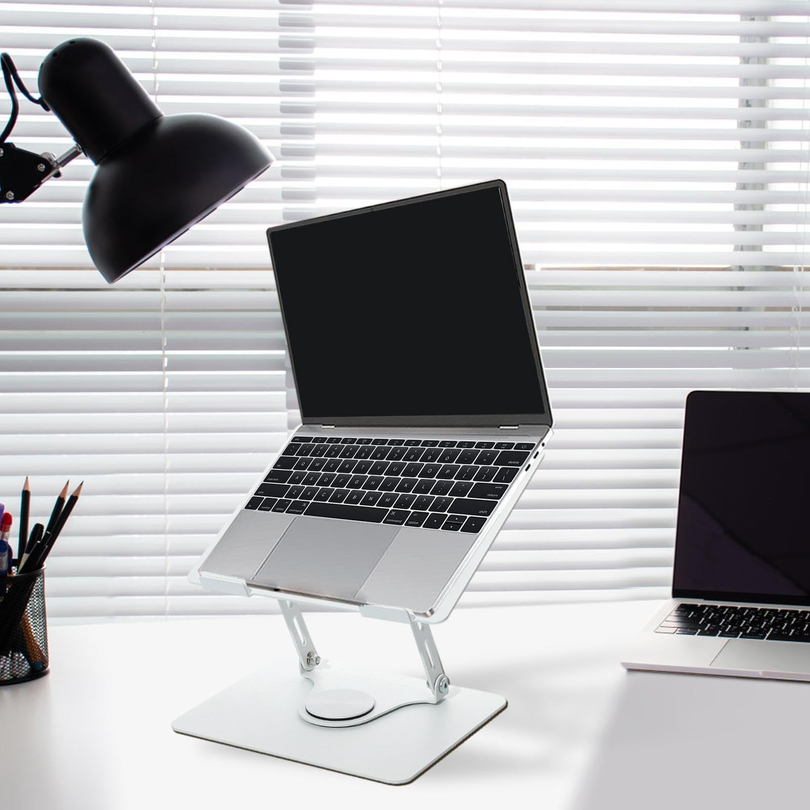 Soporte ajustable para laptop, elevador plegable ventilado y almohadilla de refrigeración, soporte ergonómico para portátil y tableta, altura ajustable para uso en escritorio