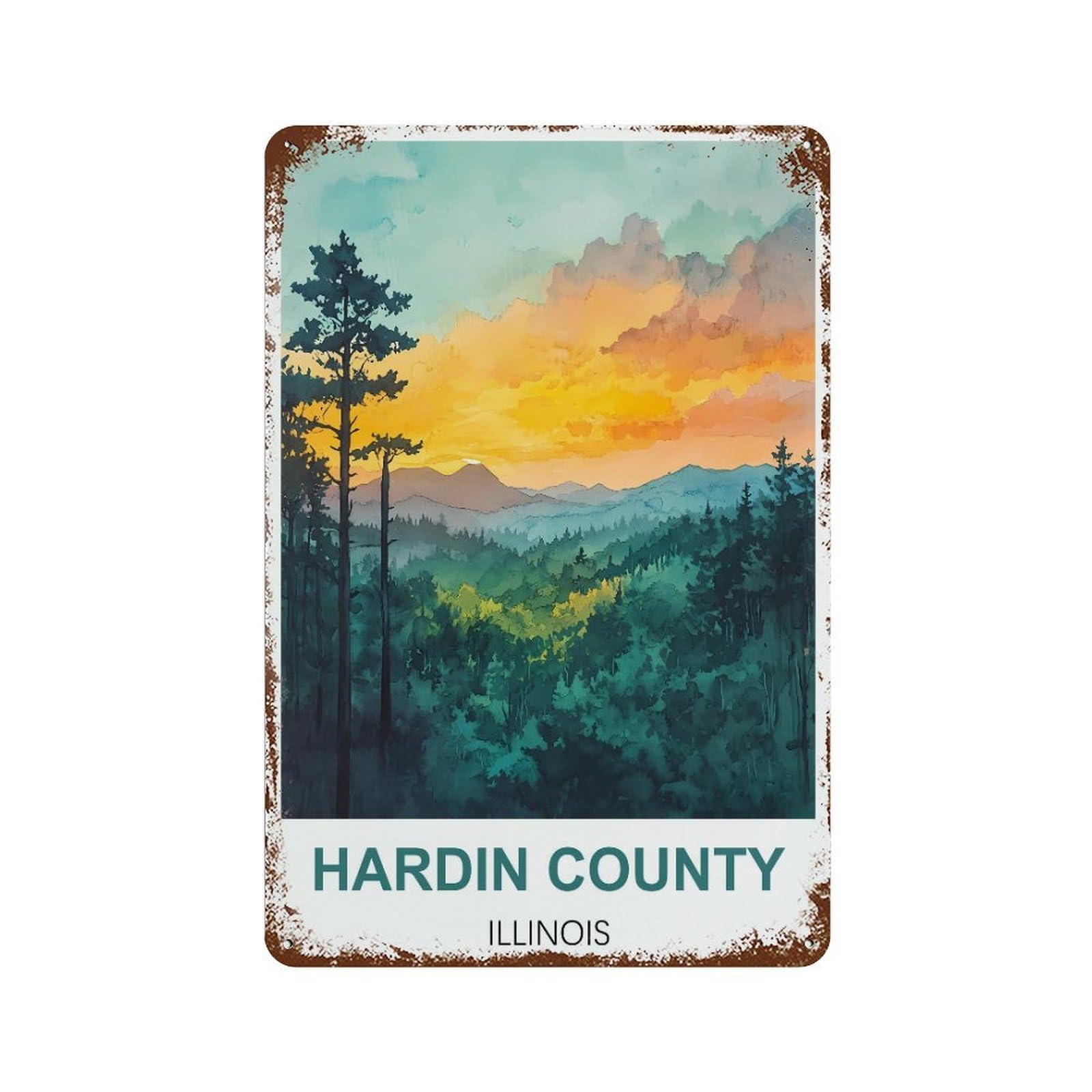 Hardin County Illinois Retro Design Tin Painting Vintage Tin Sign 08x12inch(20x30cm) Wall Art for Home Office Bedroom Living Room Cafes Wall Decor