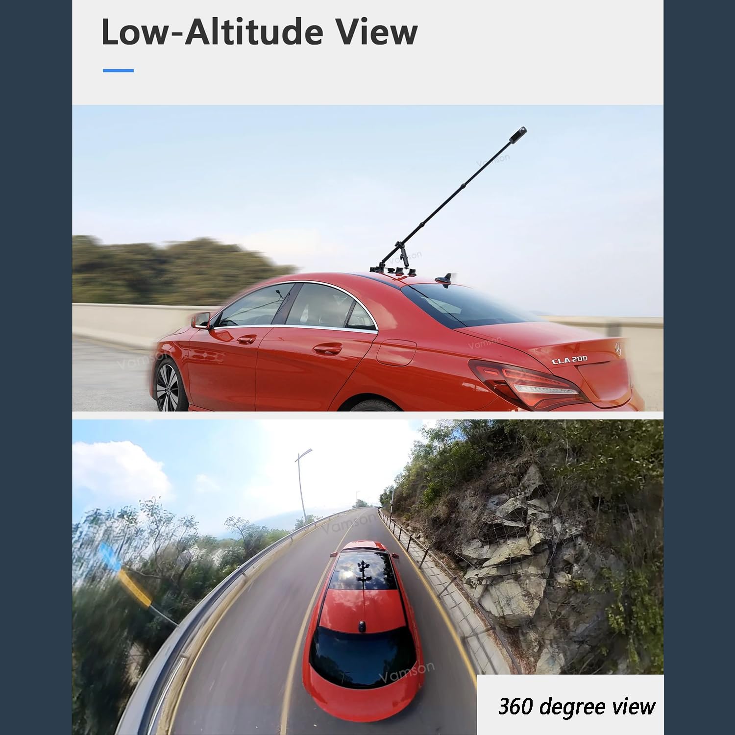 Juego De Soporte para Coche con Triple Ventosa,con Alargador/Selfie Stick 2 En 1 De 112 Cm,Adecuado para Insta360,Soporte De Triple Ventosa para Parabrisas y Ventanillas De Coche