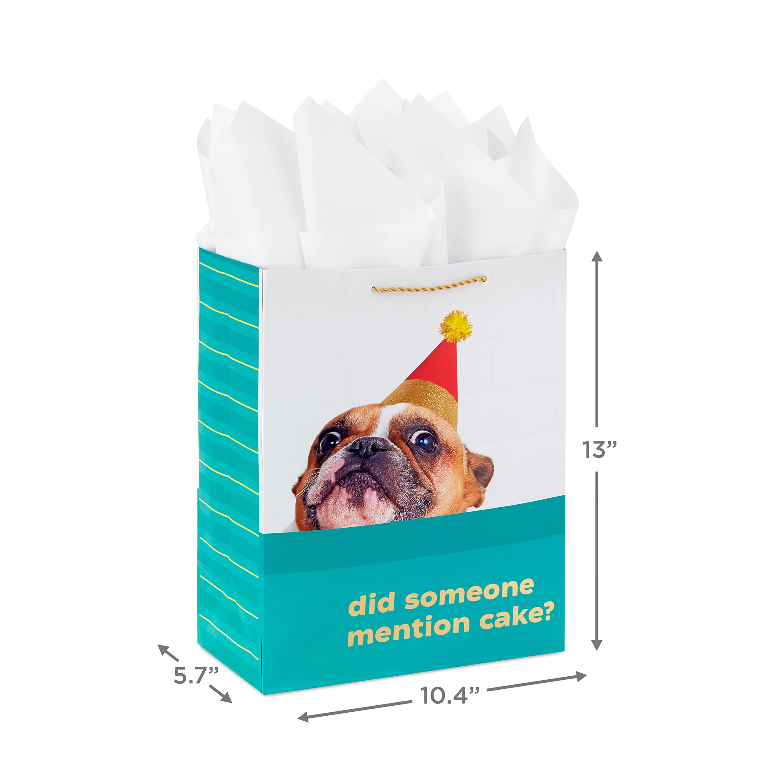 Hallmark Large Birthday Gift Bag Set With Card & Tissue - Dog "Did Someone Mention Cake?" Design - View #5