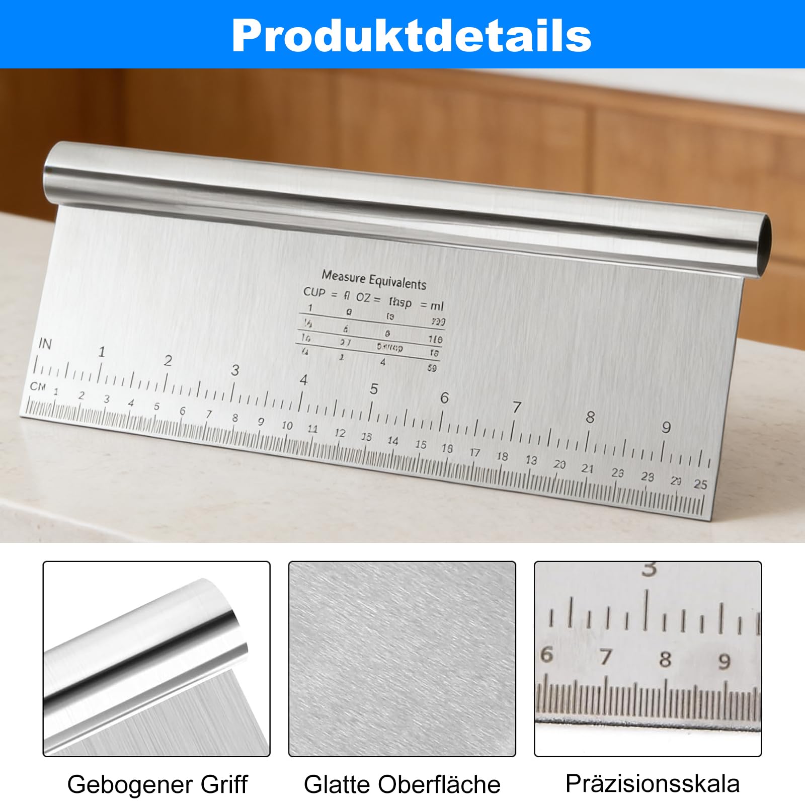 3 sztuki skrobaków do ciasta ze stali nierdzewnej, nieprzywierająca karta do ciasta ze stali nierdzewnej, nóż/skrobak do ciasta 15/20/25 cm ze skalą pomiarową, łopatka do warzyw, skrobak kuchenny do