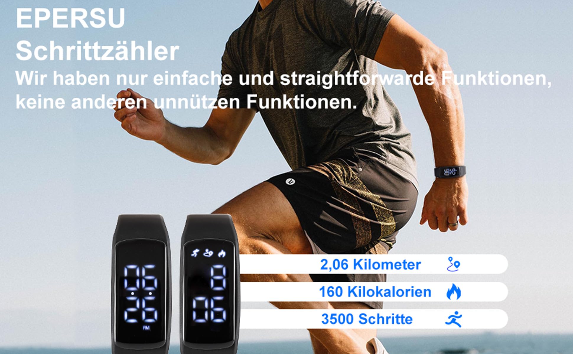Montre de Fitness étanche IP68 pour Adulte, Enfant, Homme, Femme, Sauna, Natation, sans Application, sans Bluetooth