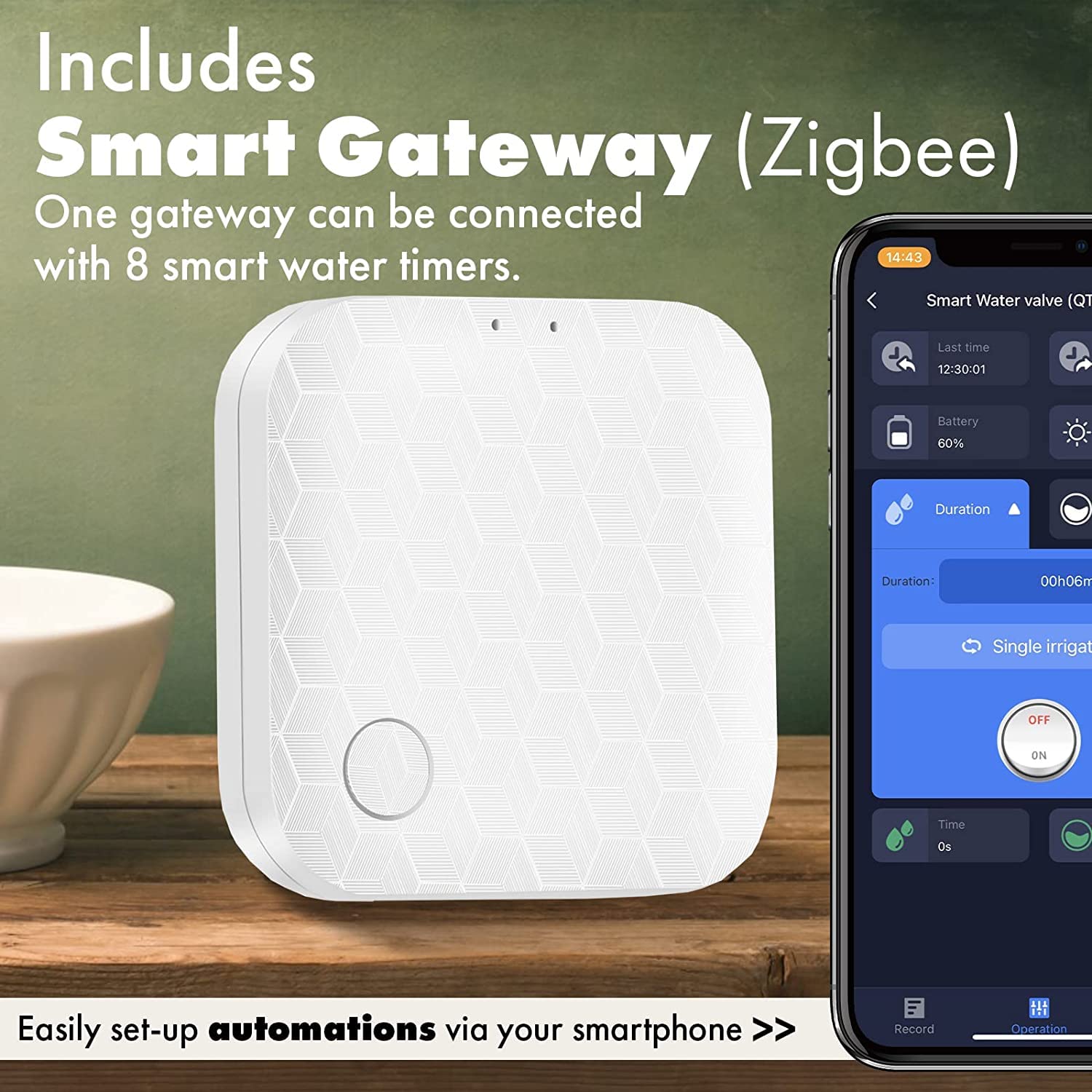 Sainlogic Programador Riego Automatico WiFi, Temporizador Riego con Smart Hub WiFi 2.4 GHz, Control Remoto App, El Acoplamiento de Grifo de Agua ½"¾"1" Son Aplicables, Jardín, Césped (Verde Claro)