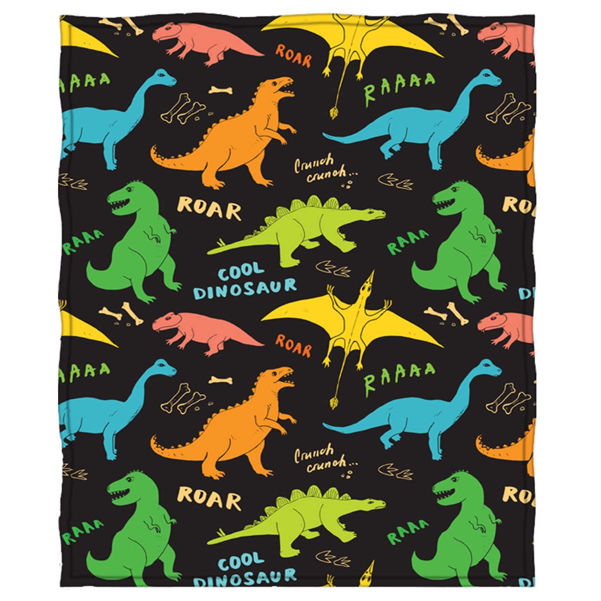 MimihomeDinosaur Throw Blanket, Animals Theme Warm Fleece Blanket for Sofa Couch Bed Chair, 60Lx50W Inches