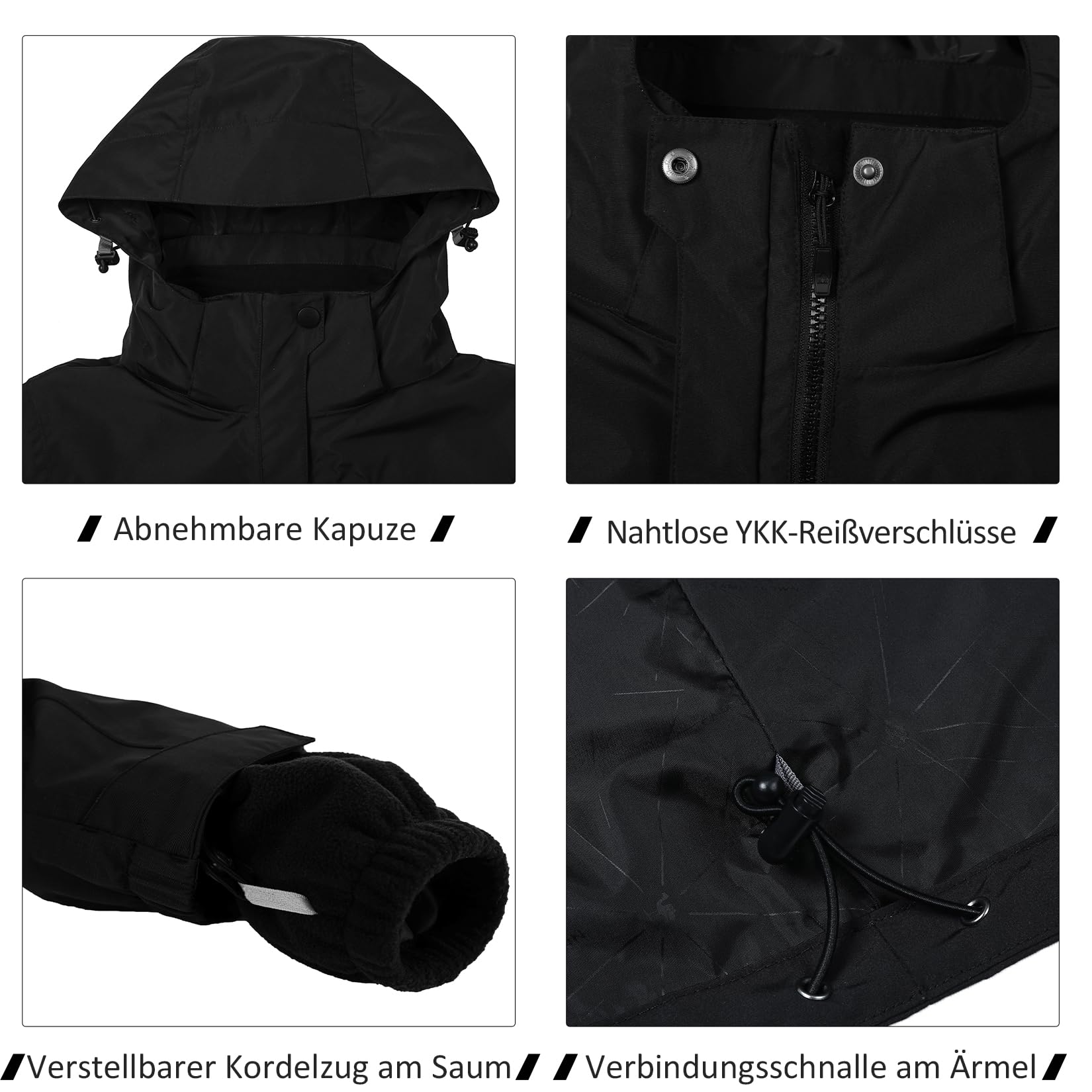 OutPro Damen 3-in-1-Skijacke wasserdicht winddicht Winterjacke Outdoor Wandern mit Fleece gefüttert doppellagige abnehmbare Kapuzen-Funktionsjacke