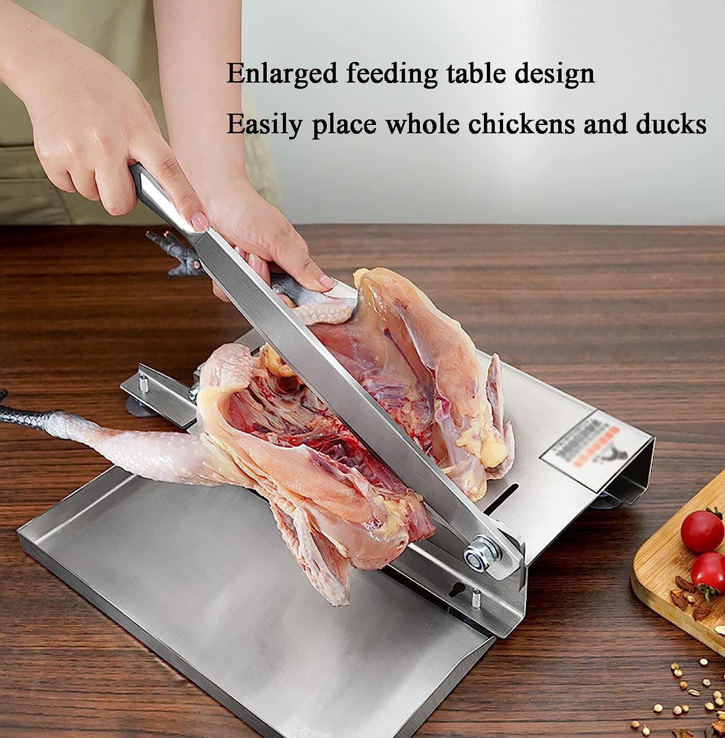Manueller Fleischschneider aus massivem Edelstahl, Knochenfleischschneider, mit Fleischschale und Saugnapf, zum Schneiden von kleinem Fleisch, Knochen, Beef Jerky, Speck, Kräutern, Gebäck, abwaschbar