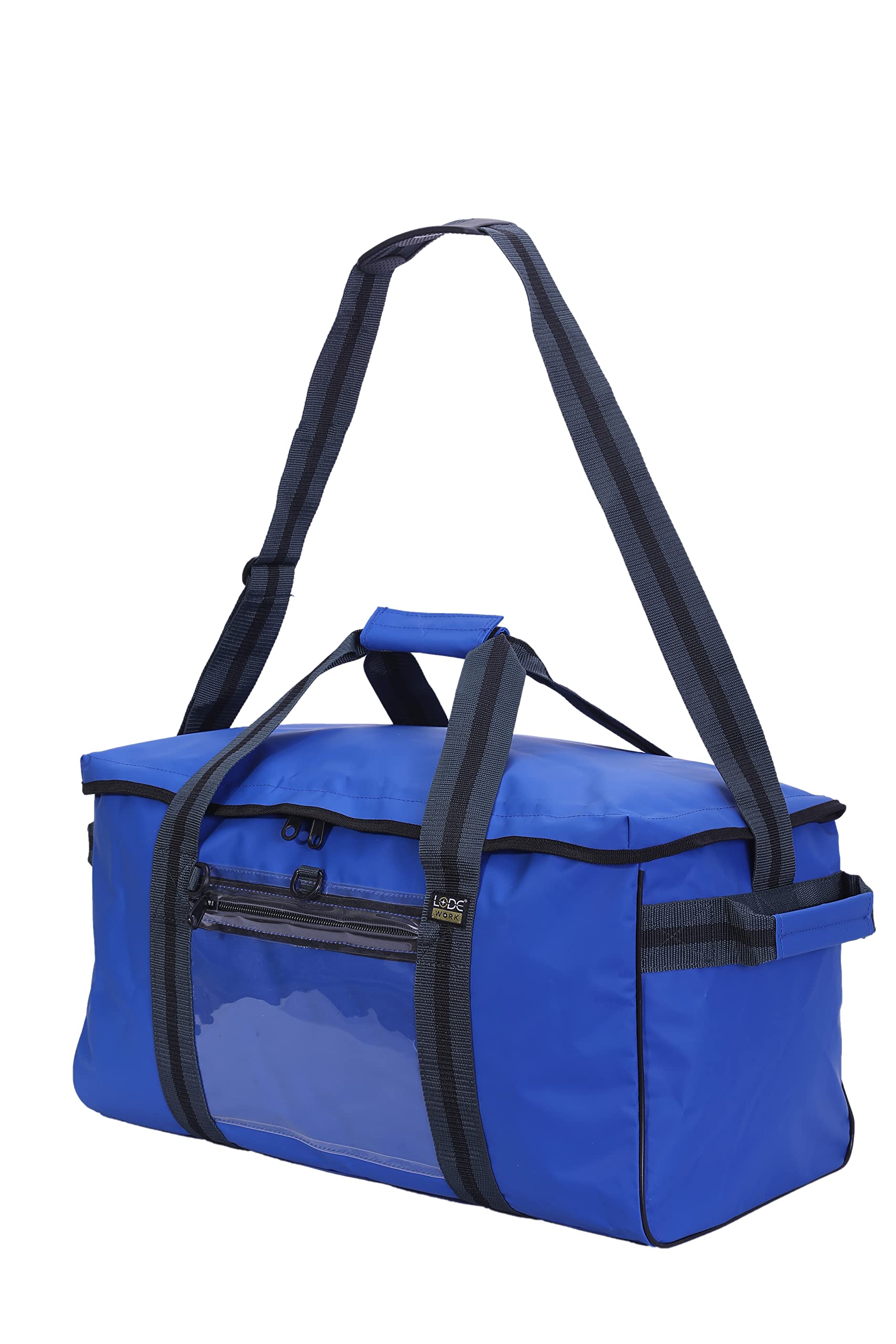 Borsone in PVC blu 60L 64'' - blu per esterni, campeggio, sport, petrolio e gas, sport acquatici (nero), Blu, 60 L 61 cm