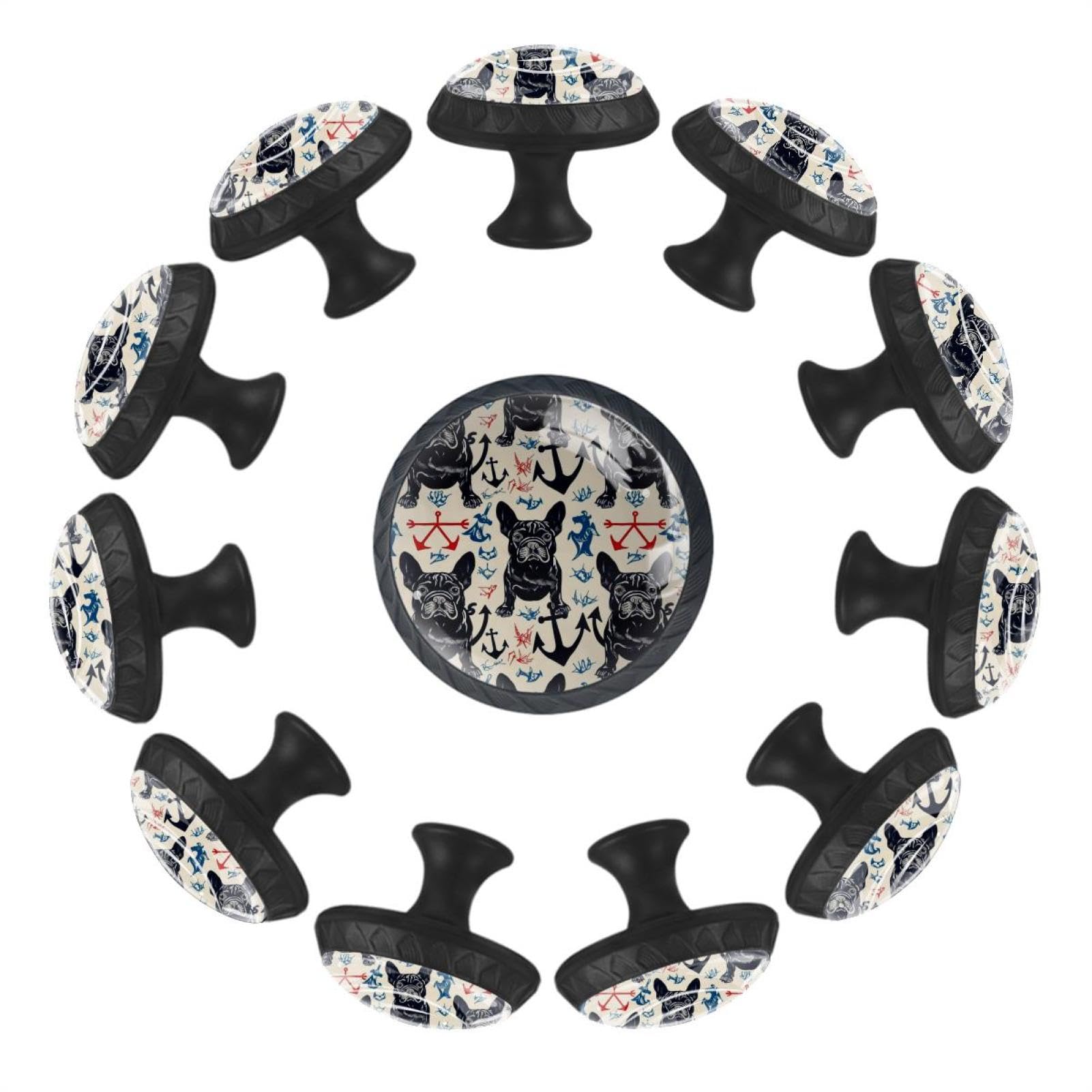Boutons de tiroir en verre transparent Fun Anchors : poignées d'armoire durables motif bouledogue