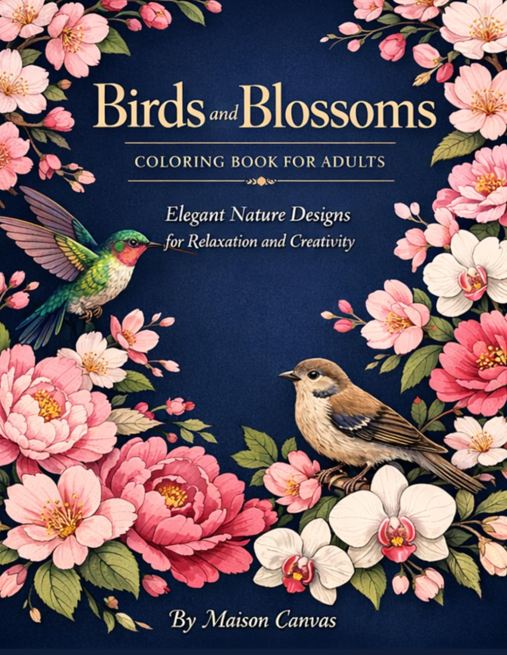 Birds and Blossoms Coloring Book for Adults: Elegant Nature Designs for Relaxation and Creativity