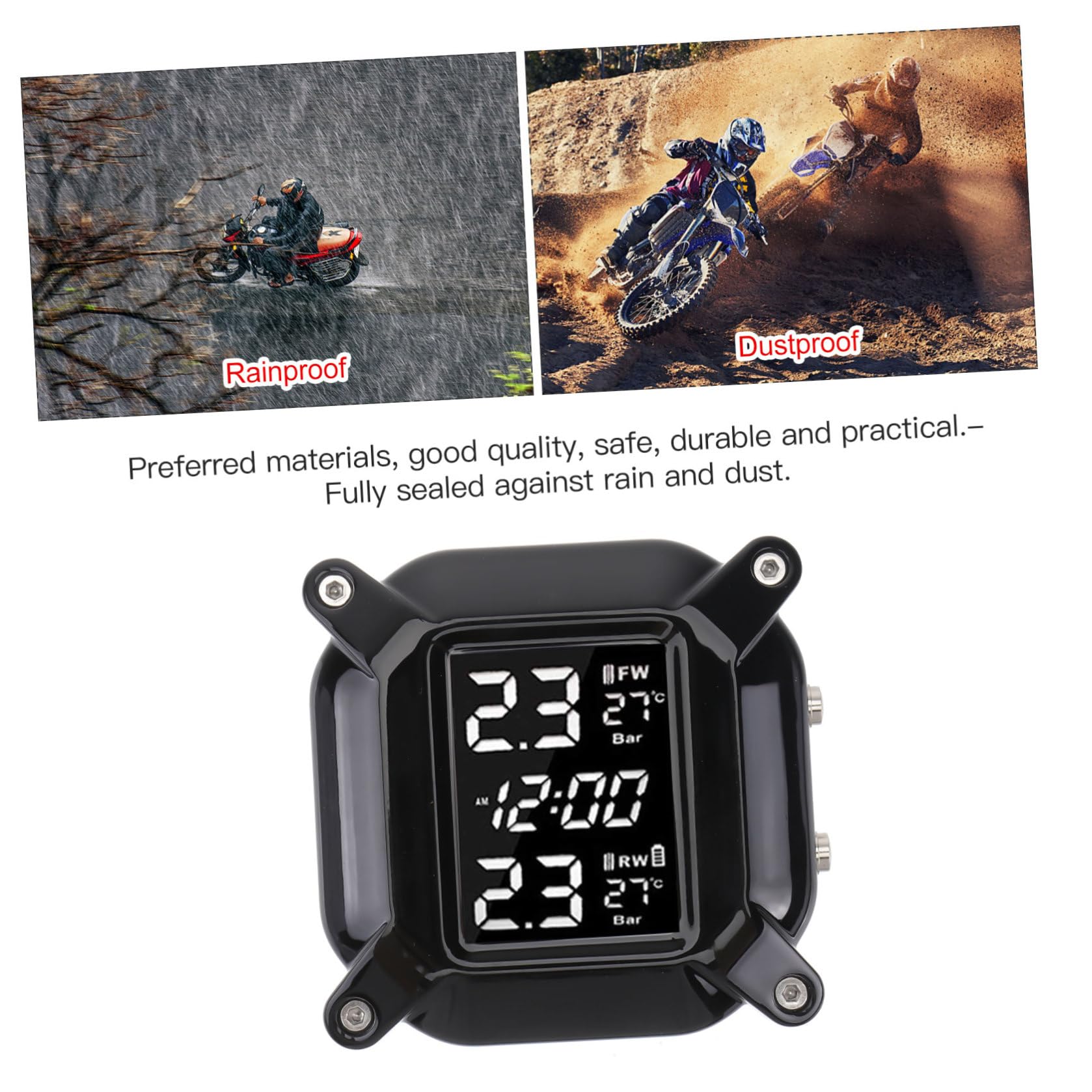 CLISPEED Monitor de Presión de Neumáticos Pantalla LCD y Material Plástico Resistente Profesional Sensor de Alta Precisión para Coche para Uso en Real