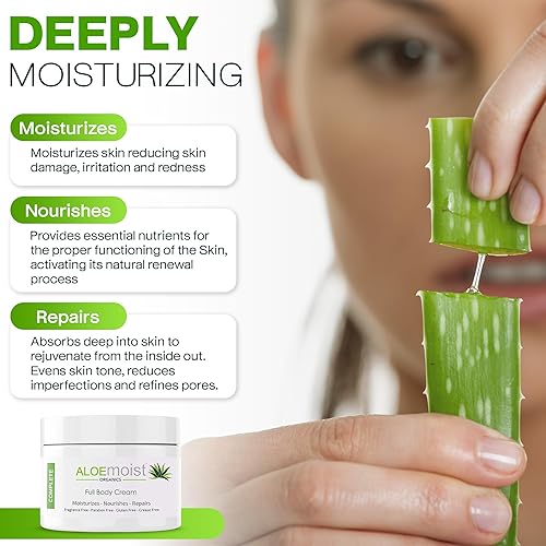 Miniatura 3 de Loción corporal natural de aloe vera, crema hidratante facial y corporal con gel de aloe vera orgánico, aceite de vitamina E, vitamina C, crema de