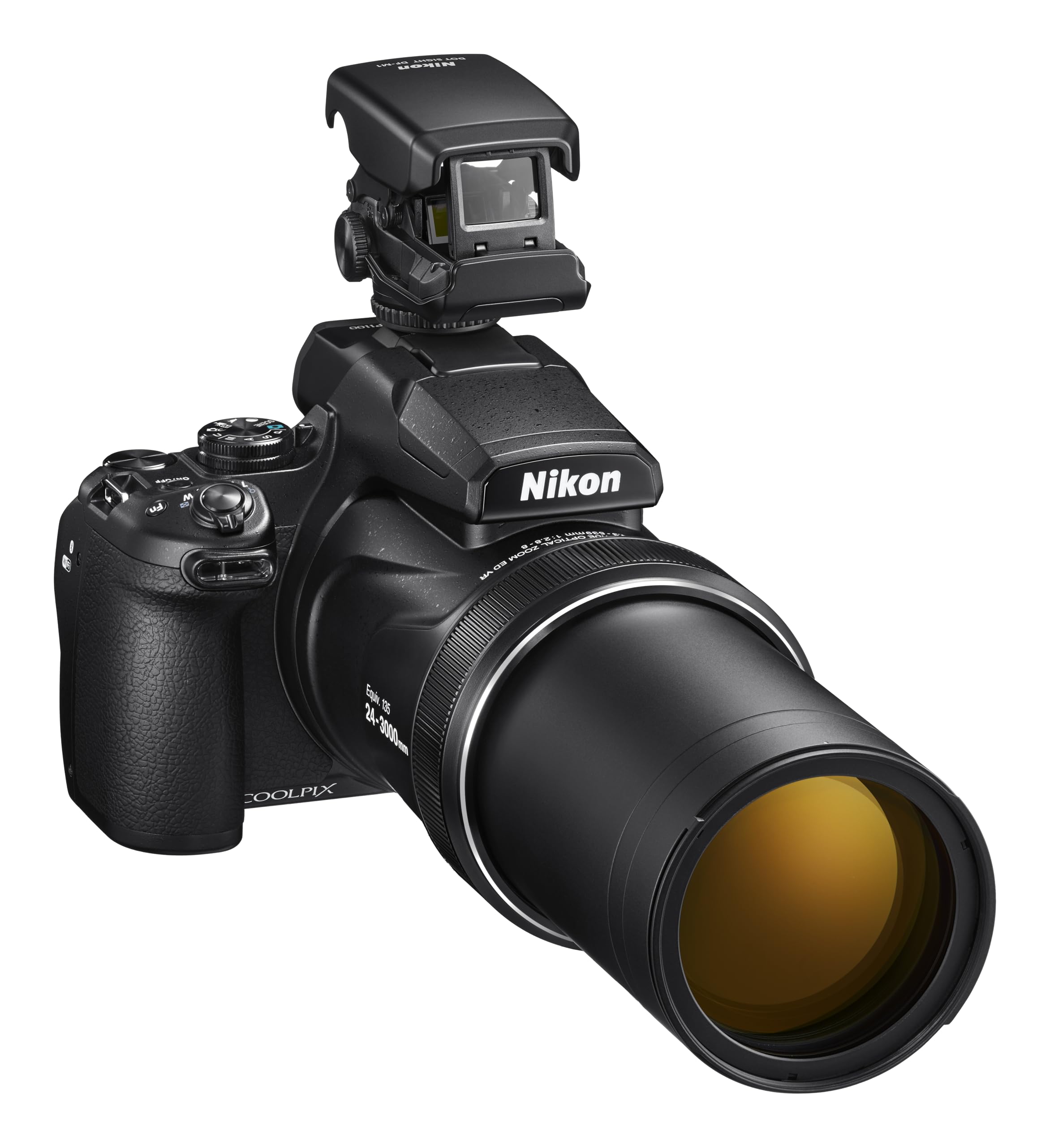 Nikon Coolpix P1100 Fotocamera Bridge, Zoom Ottico 125x (24-3000mm), Sensore CMOS 16 MP, Video 4K UHD, Stabilizzazione Ottica VR, LCD Articolato 3.2", Nero [Nital card: 4 anni di garanzia]