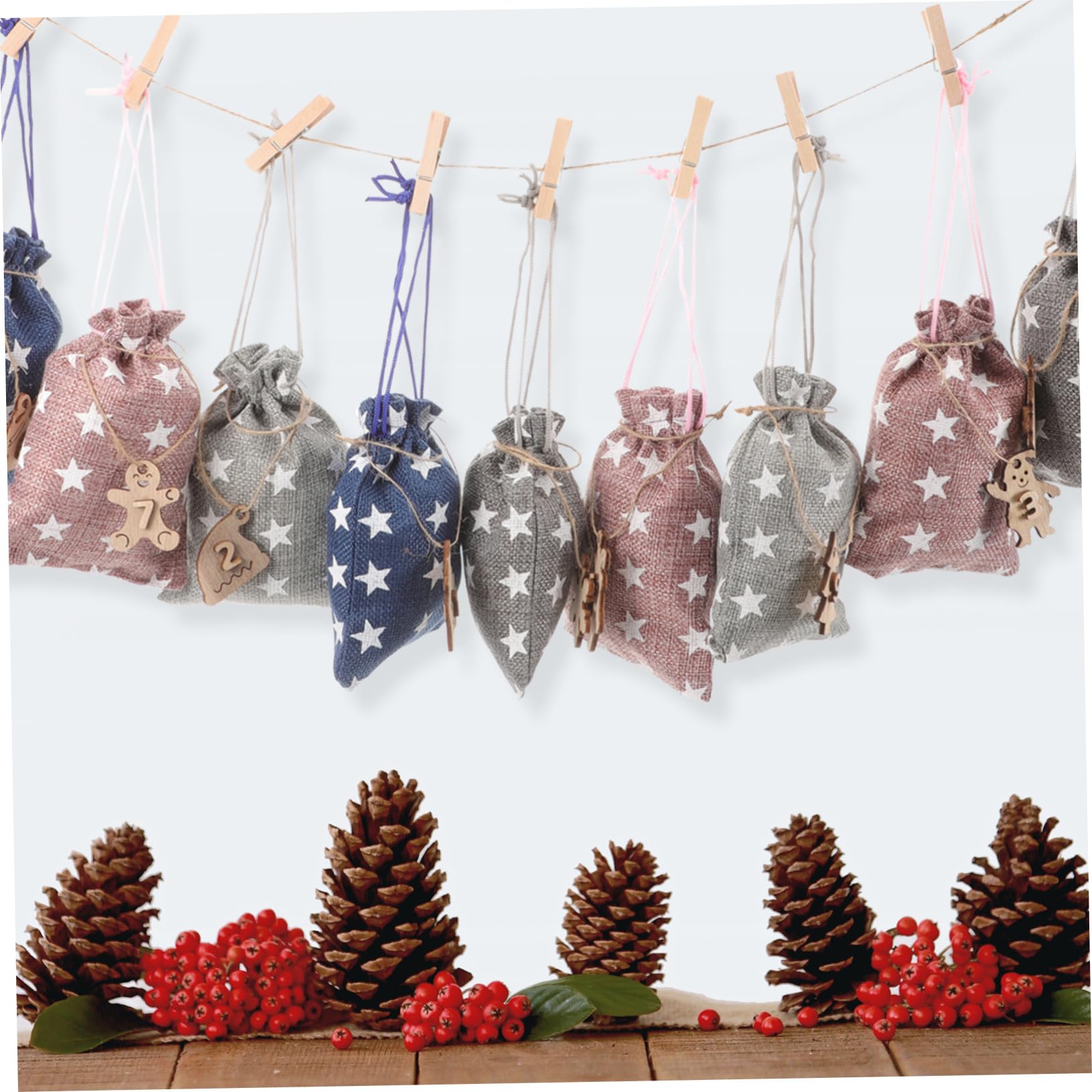 SOPOTUTU Sacchetti Regalo Natale Numeri Sacchetti Portadolci per Biscotti Caramelle e Snack per Feste Natalizie Riutilizzabili per Dolcetti e Piccoli Regali