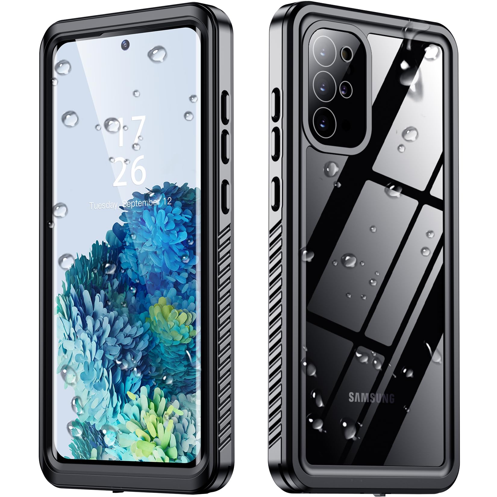 SPIDERCASE for Samsung Galaxy S20 Plus Case Waterproof,Built-in [ Screen + Camera Lens Protector][IP68 Underwater] Full Protection Heavy Duty Shockproof Anti-Scratched Phone Case, Black