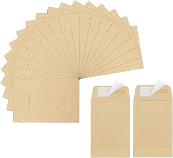 180 Pack Coin Envelopes 2.35"3.5", Brown Kraft Small Seed Packets, Full-Flap Seal Mini Envelopes for Office, Home, School