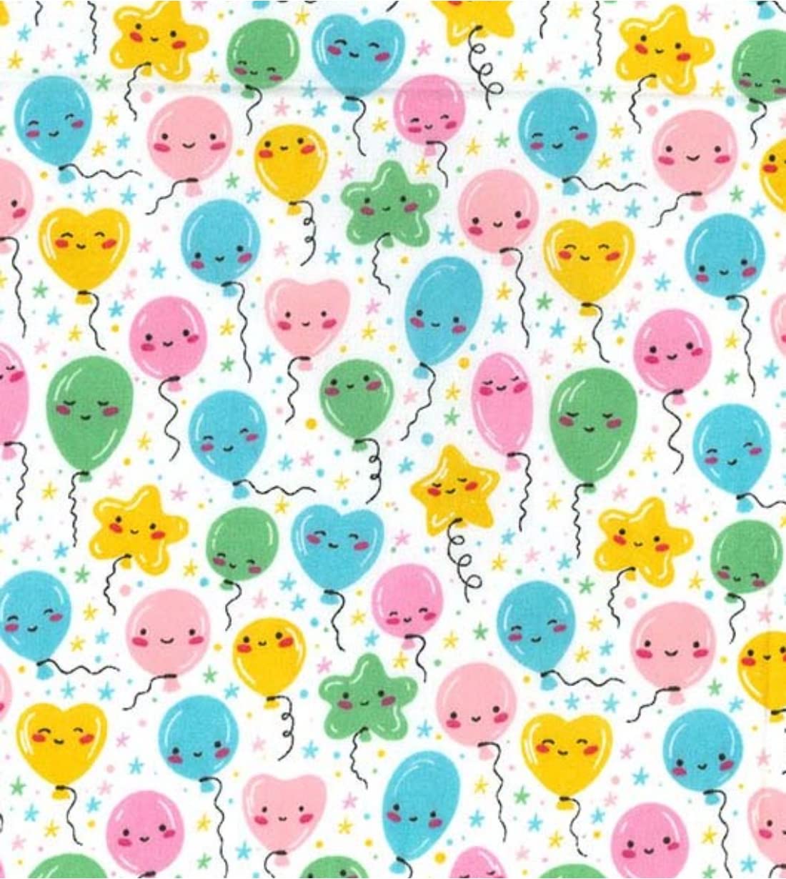 Crs Fur Fabrics Multi Printed Polycotton Craft Fabric Material - Happy Balloons, 1Mtr 110Cmx100cm