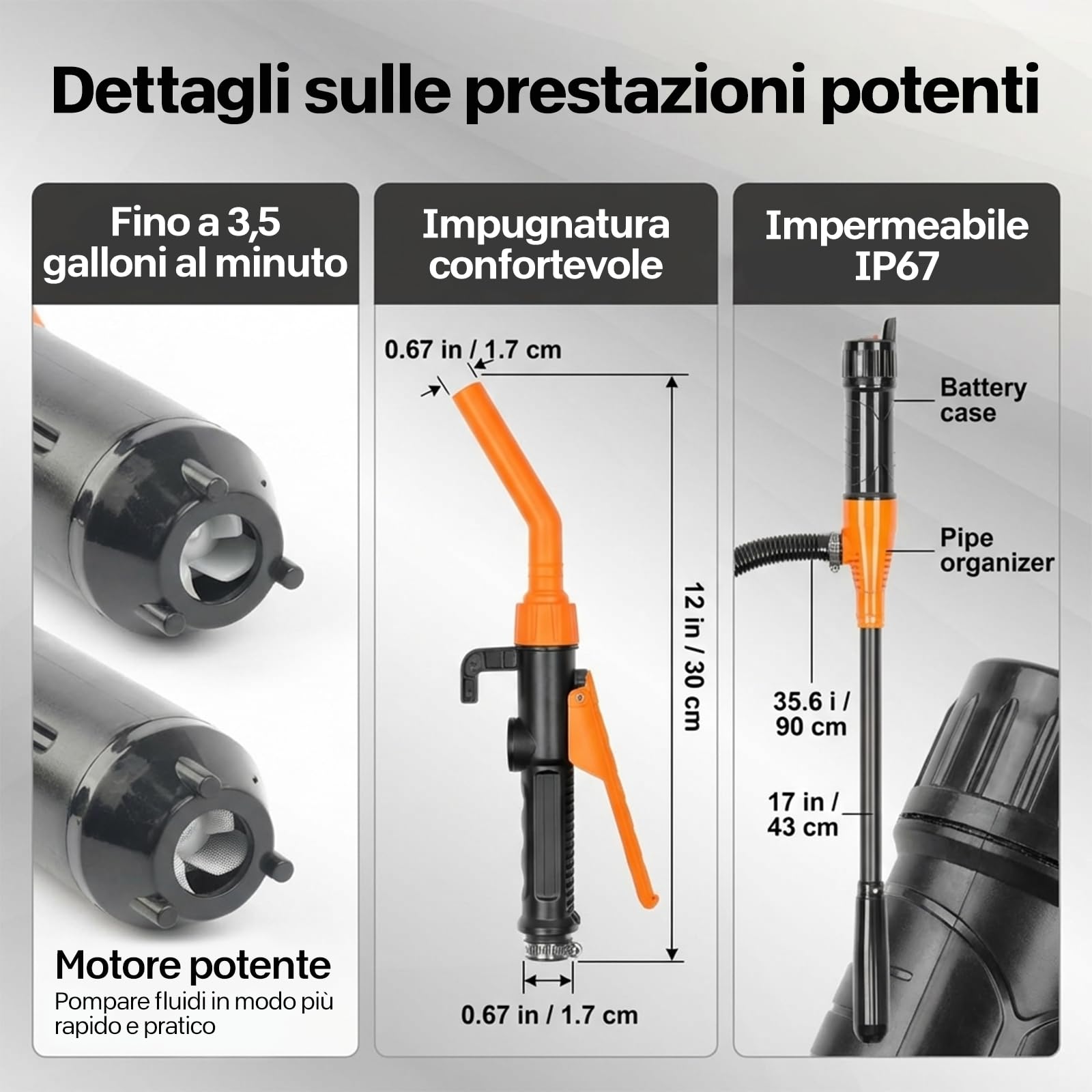 Pompa Benzina Elettrica a Batteria – Pompa di Trasferimento per Carburante (Benzina/Diesel/Olio/Gas/Acqua) con Ugello Rapido, Ideale per Auto, Barche, Giardino e Acquari