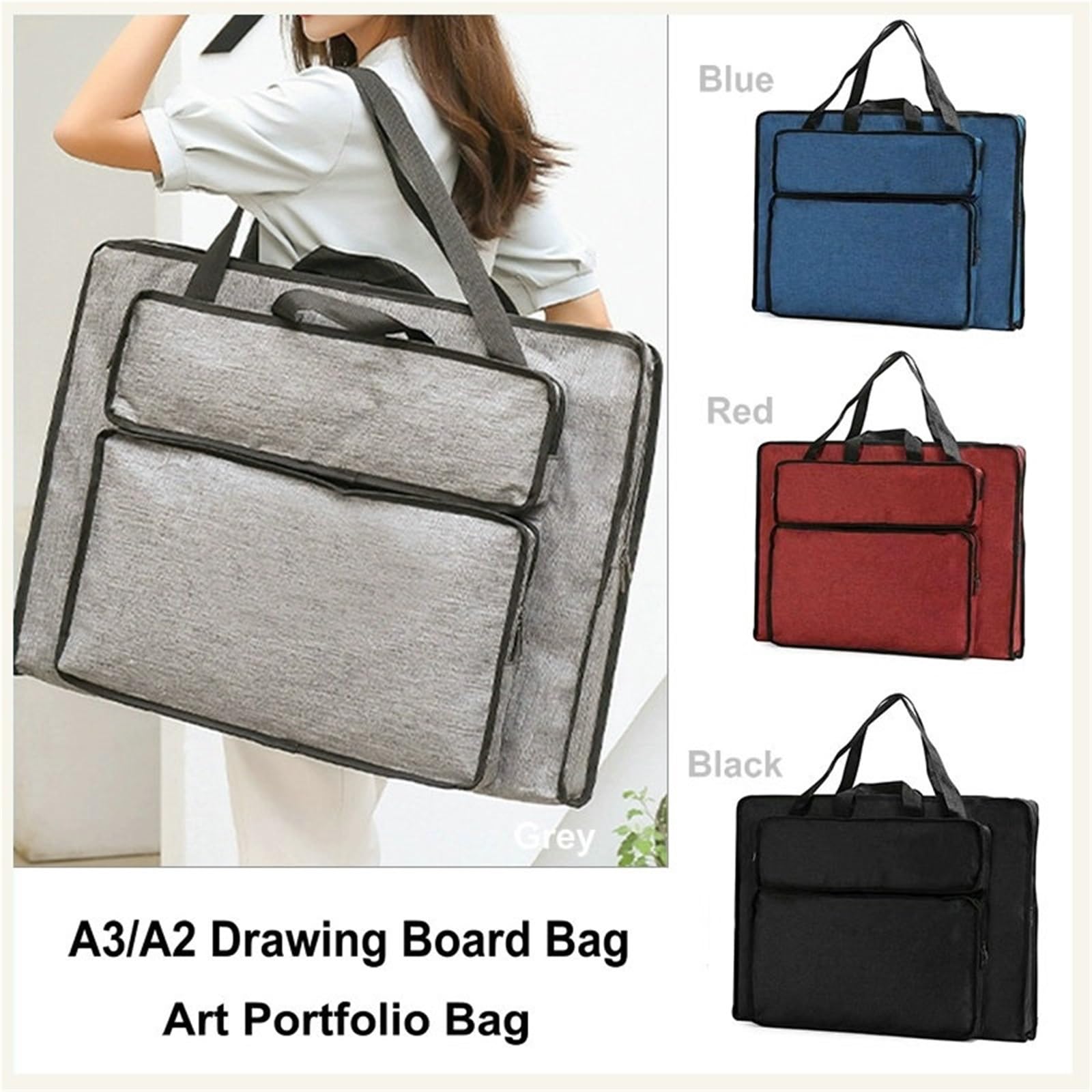 Portafolio de artista, Estuche de cartera arte Bolso hombro multicolor for tablero dibujo A2 A3(Color7 L)