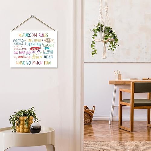 Miniatura 5 de Decoración de pared para sala de juegos, letrero de reglas de la sala de juegos para niños, arte de pared inspirador para la escuela, guardería,