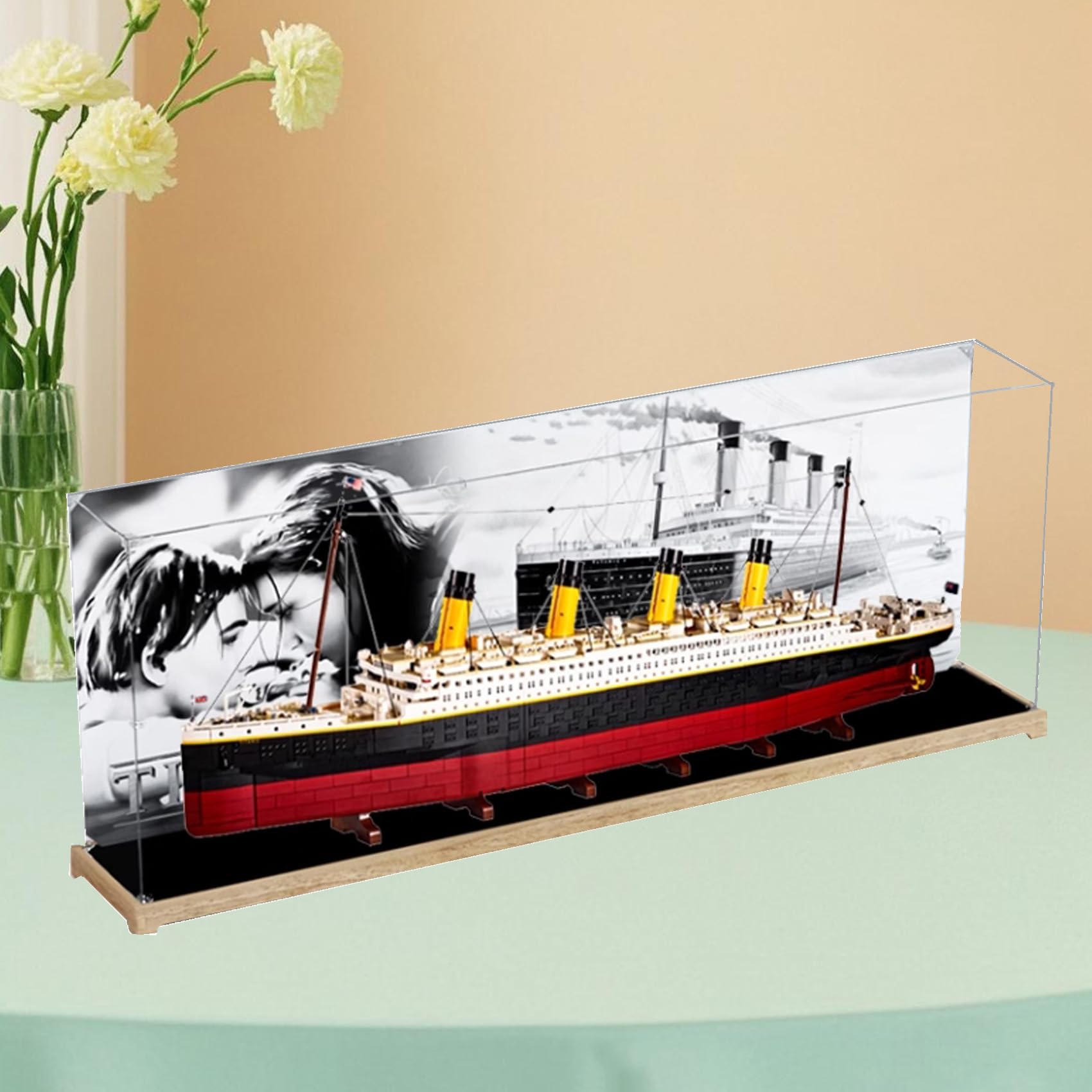 Akrylowa witryna do modelu Lego 10294 Titanic, pyłoszczelna przezroczysta witryna, gablota z kolekcji modeli (model nie jest dołączony) (Tło A)