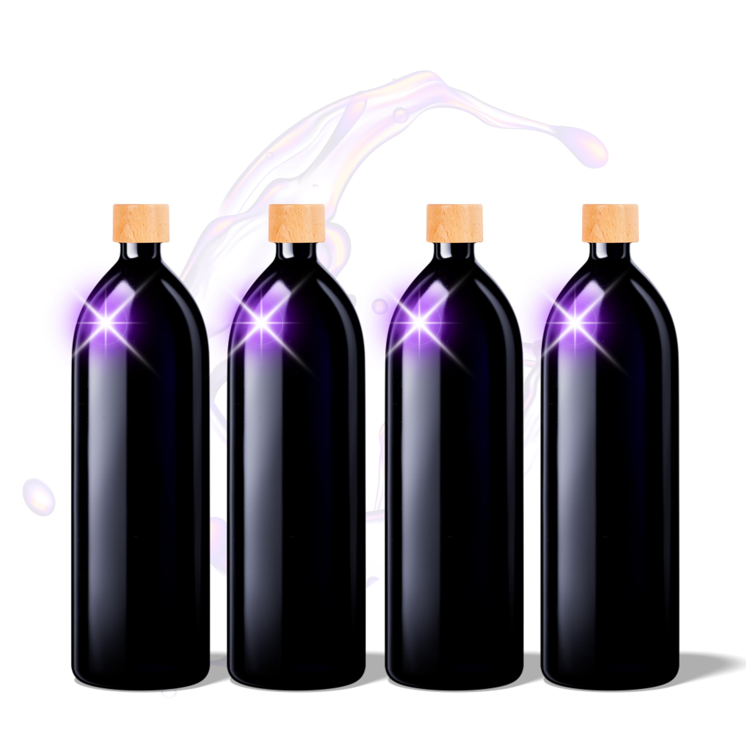 ANCEVIA MIRON Aquarius SM130021-204 Lot de 4 bouteilles d'eau 1000 ml avec bouchon RGB43D1A001-200 Meilleure protection UV que le verre marron