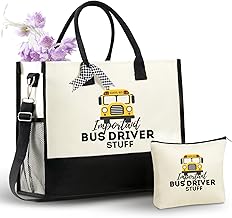 InnoBeta Bus Driver Gifts for Women, Bus Driver Appreciation Gifts Tote Bag with Top Zipper Closure and Shoulder Strap