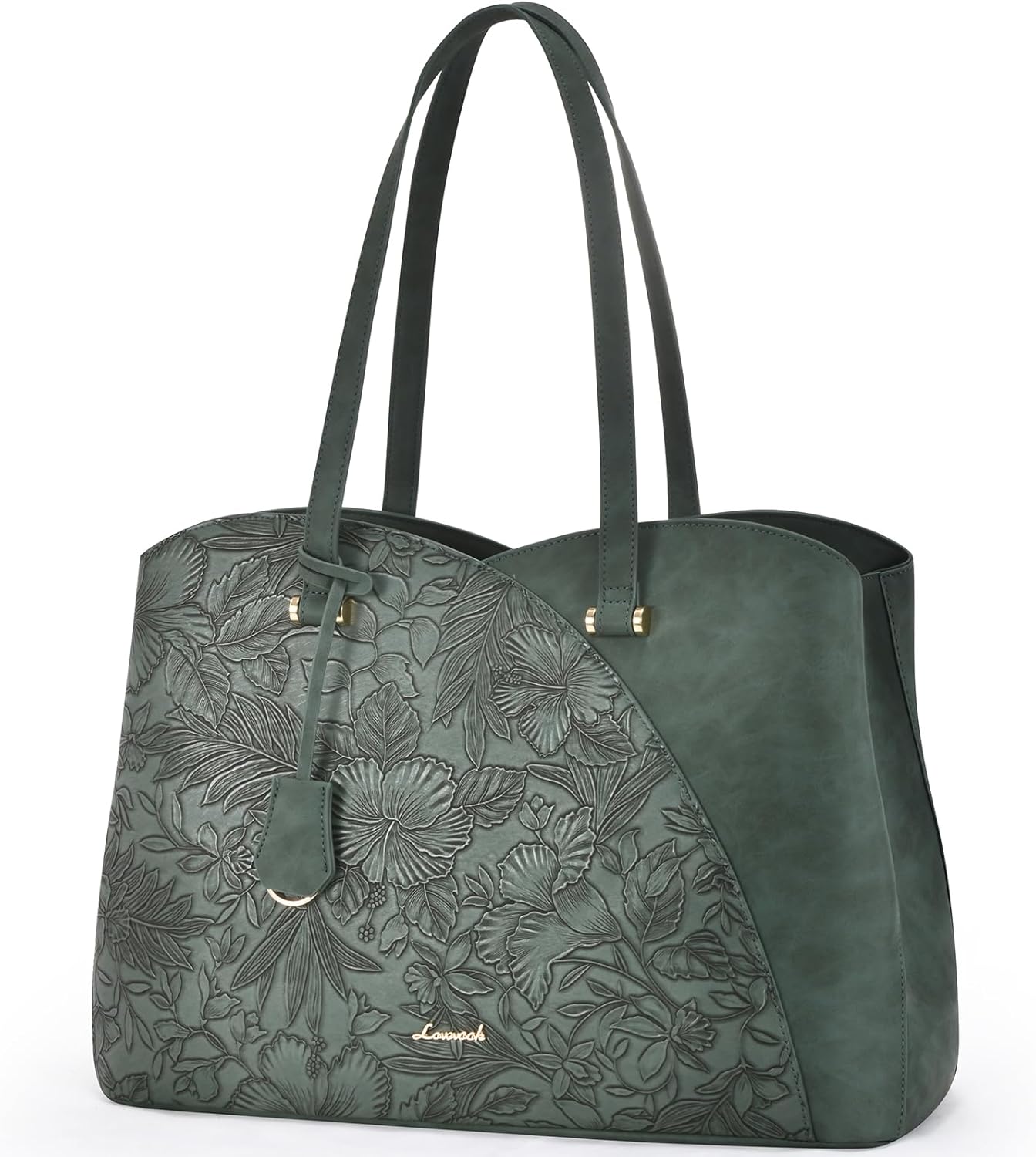 LOVEVOOK 17 Inch Laptop Bag for Women, Teacher Work Tote Bags Laptop Bag, Leather Computer Bag Large Purses Handbag Professional Briefcase, Teal