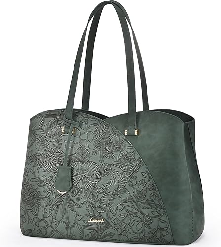 Miniatura 17 de LOVEVOOK Bolso de mano para laptop para mujeres, bolsos de trabajo, bolso para laptop para maestros, bolso de computadora de cuero, carteras Negro