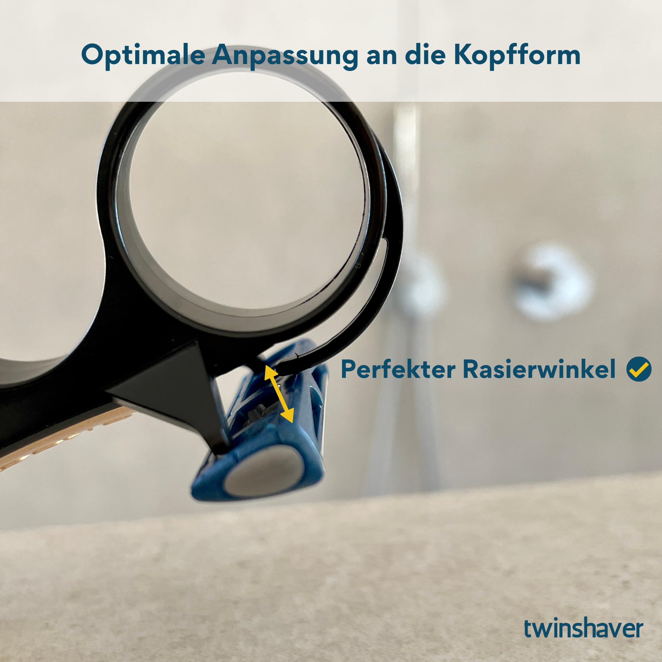 twinshaver Glatzen Rasierer Herren 0mm - Schnittschutz & 80% Zeitersparnis, Kopfrasierer Glatze + 4 Klingen, Doppel-Nassrasierer (Schwarz)