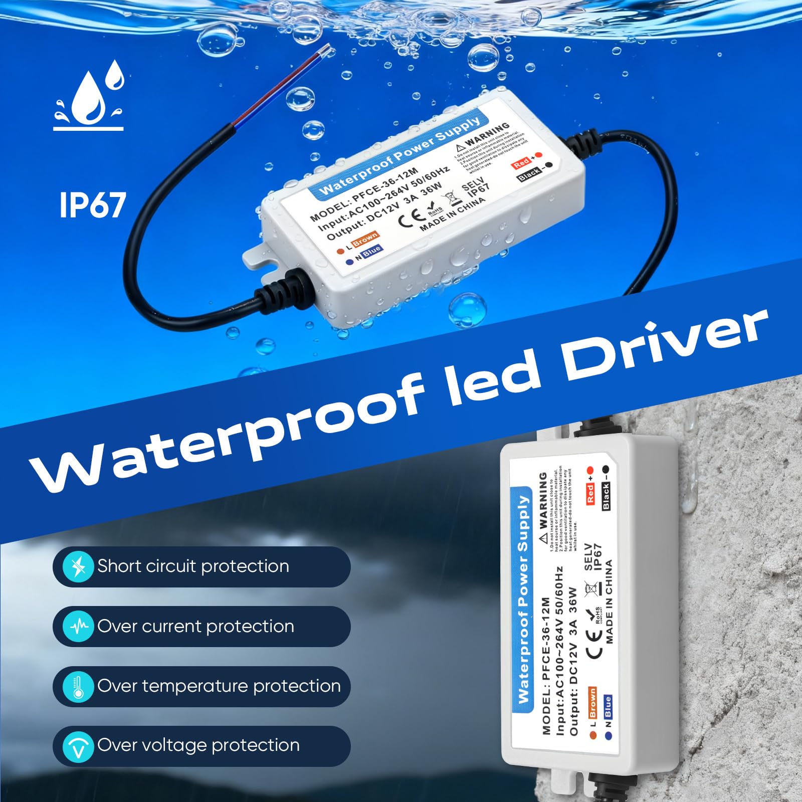 Alimentatore Switching 12V 3A 36W Migro - Driver LED Da 110/220V AC A 12V DC