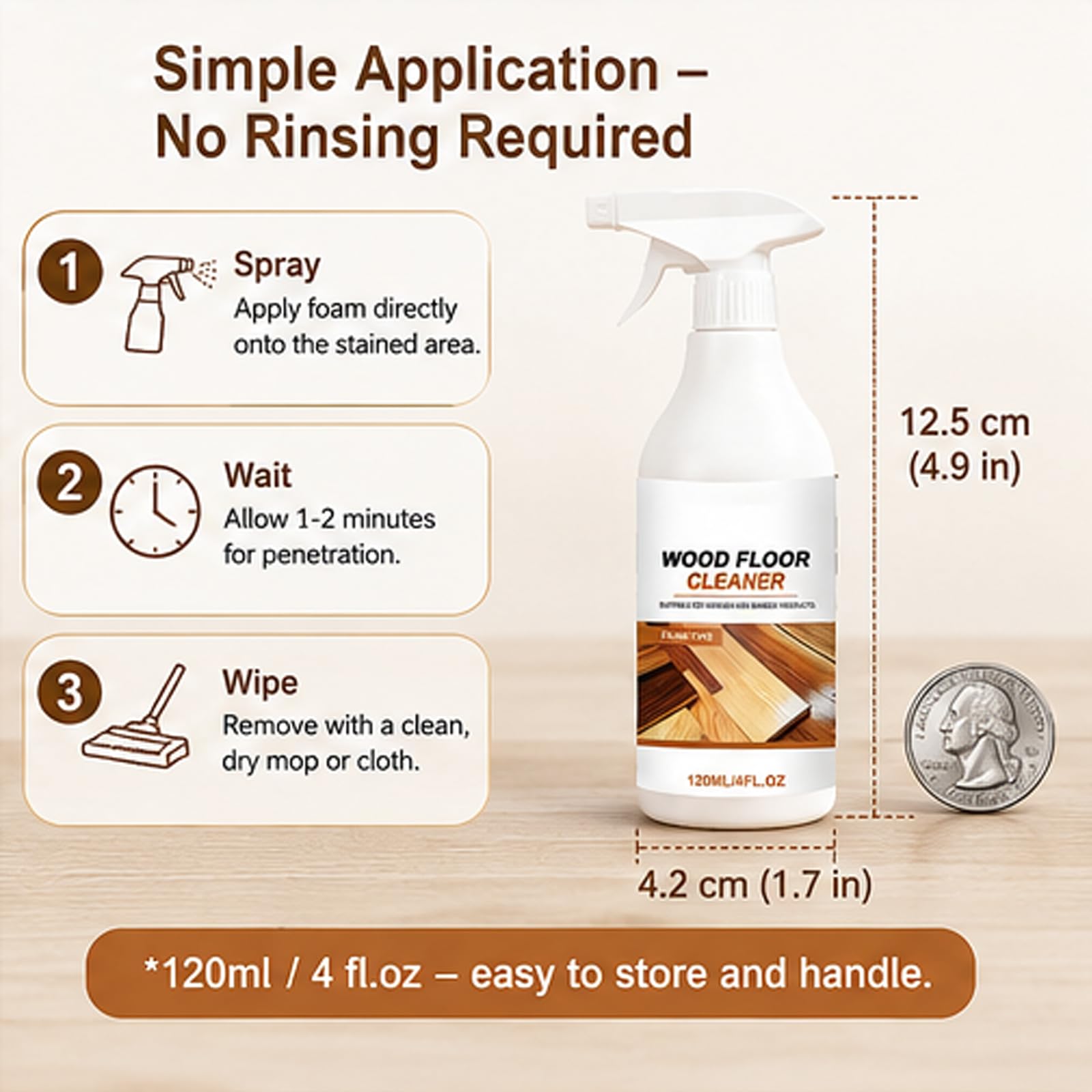 Holzboden-Reinigungsschaum, Quick Shine Bodenreiniger, Tiefenreinigung für Hartholz, Bambus, Laminat und Möbel, schnell trocknend, keine klebrigen Rückstände, sicher für Kinder und Haustiere (6 Stück)