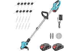 Weed Wacker 21V Electric Weed Cutter Machine: Cordless, 6000mAh Battery, String Trimmer,...