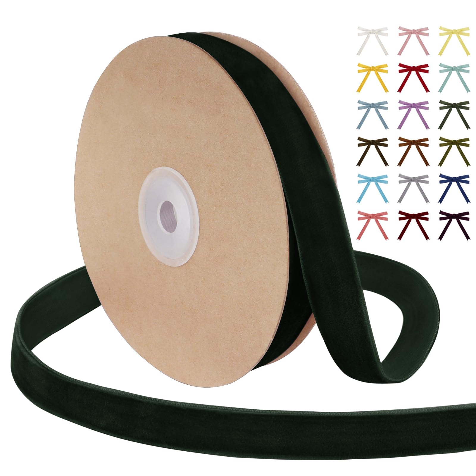 Uiopa Dark Green Velvet Ribbon, 15mm x 9m Single Face Wrapping Ribbon, Vintage Velvet Ribbons for Gift Wrapping, Wreaths, Wedding, Party, Home Decor, DIY Crafts โ image 1