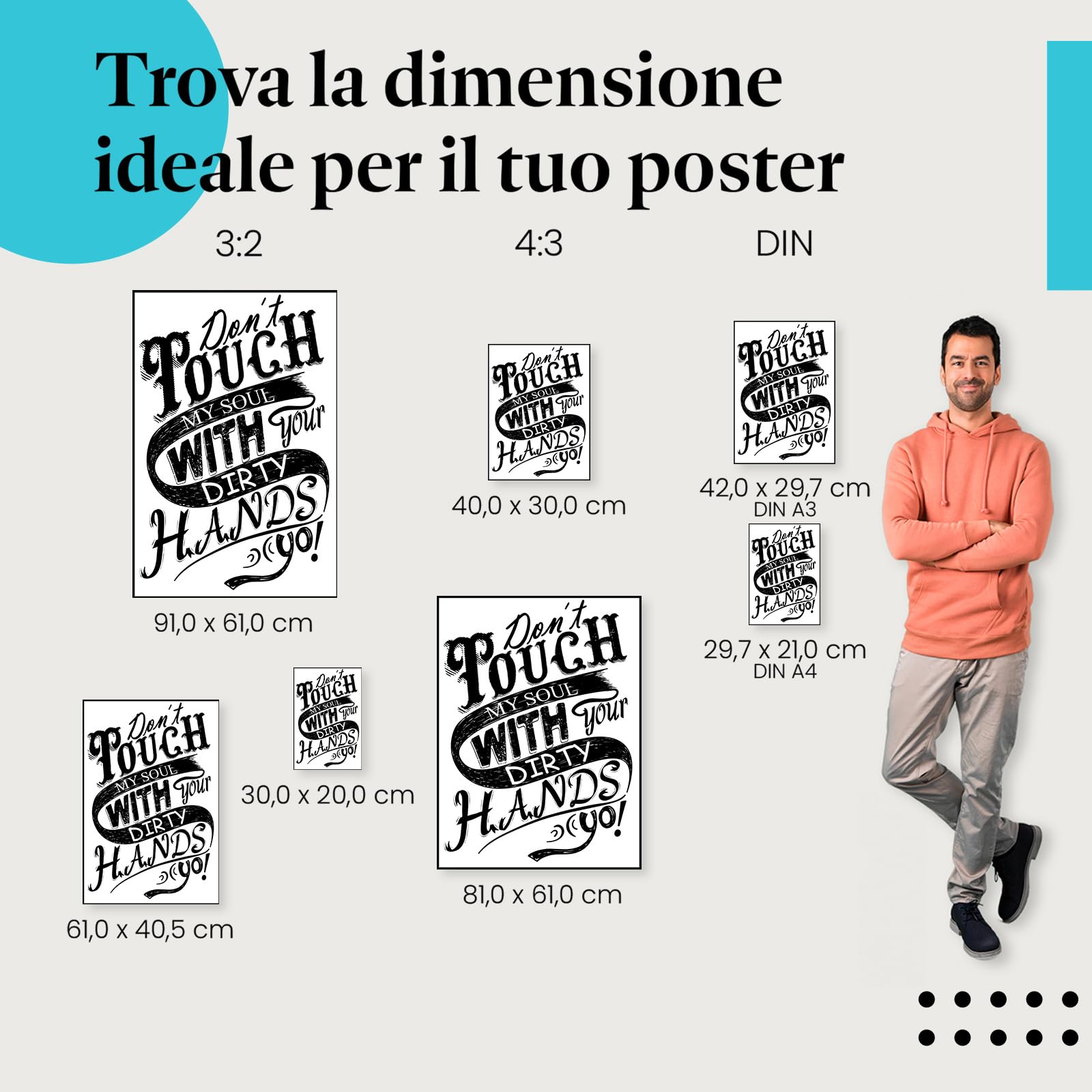 Postereck - 1974 - Poster, Dont Touch My Soul Scritta Retrò - Stampa con Scritta, Decorazione da Parete, Quadri, Ideen Regalo - Tela - 100,0 cm x 75,0 cm