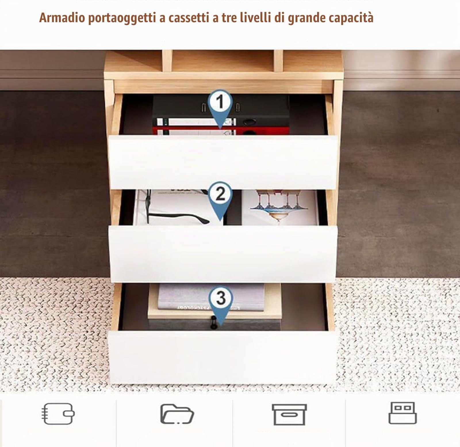 Scrivania Per Computer Per Due Persone Scrivania Da Gioco Per 2 Persone 200-240Cm Scrivania Doppia Postazione Con 3 Cassetti Per Soggiorno Ufficio A,200CM